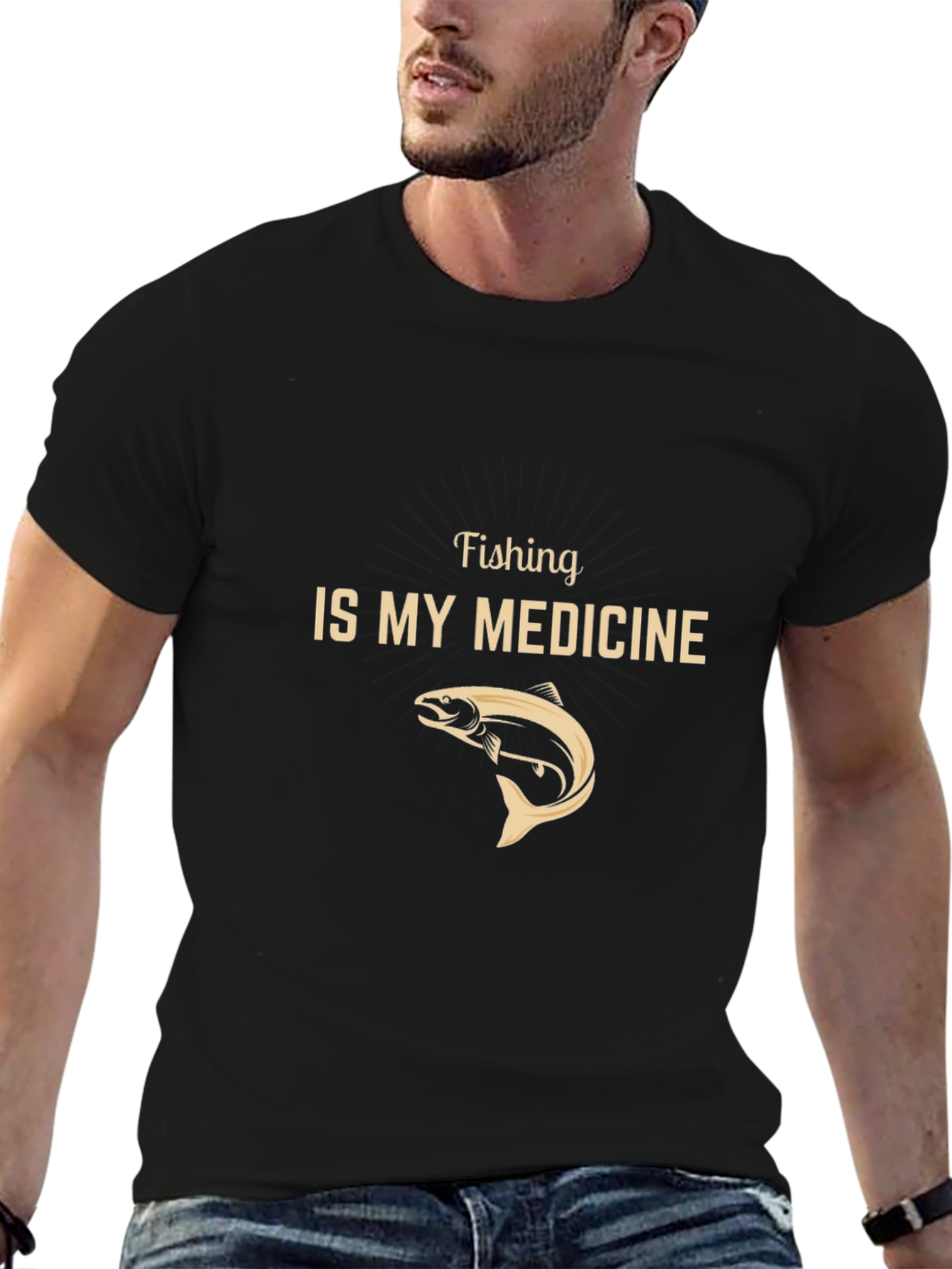 Fishing is My Medicine Black Graphic Tee
