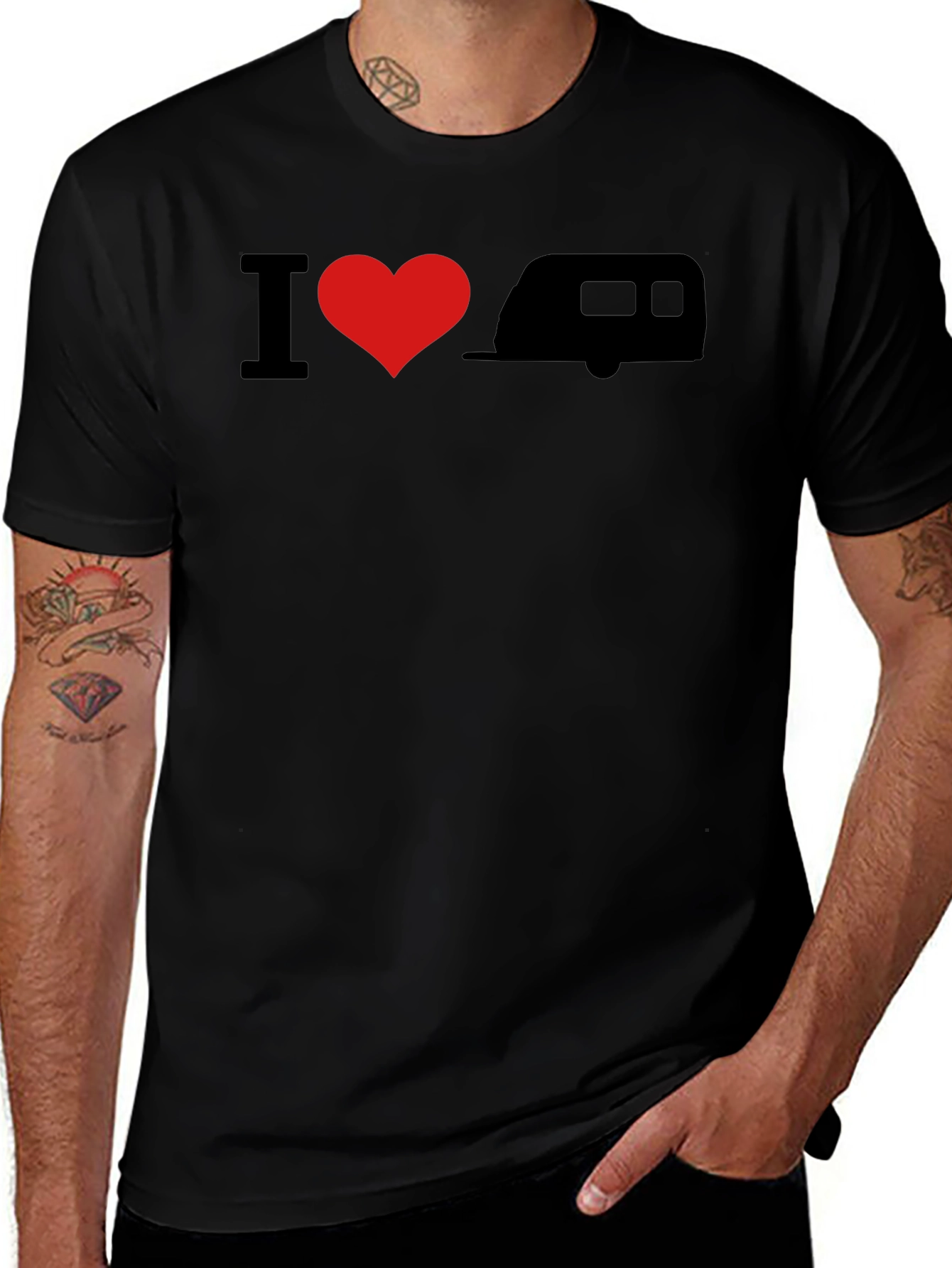 I Heart Camping Graphic Tee - Black Cotton T-Shirt