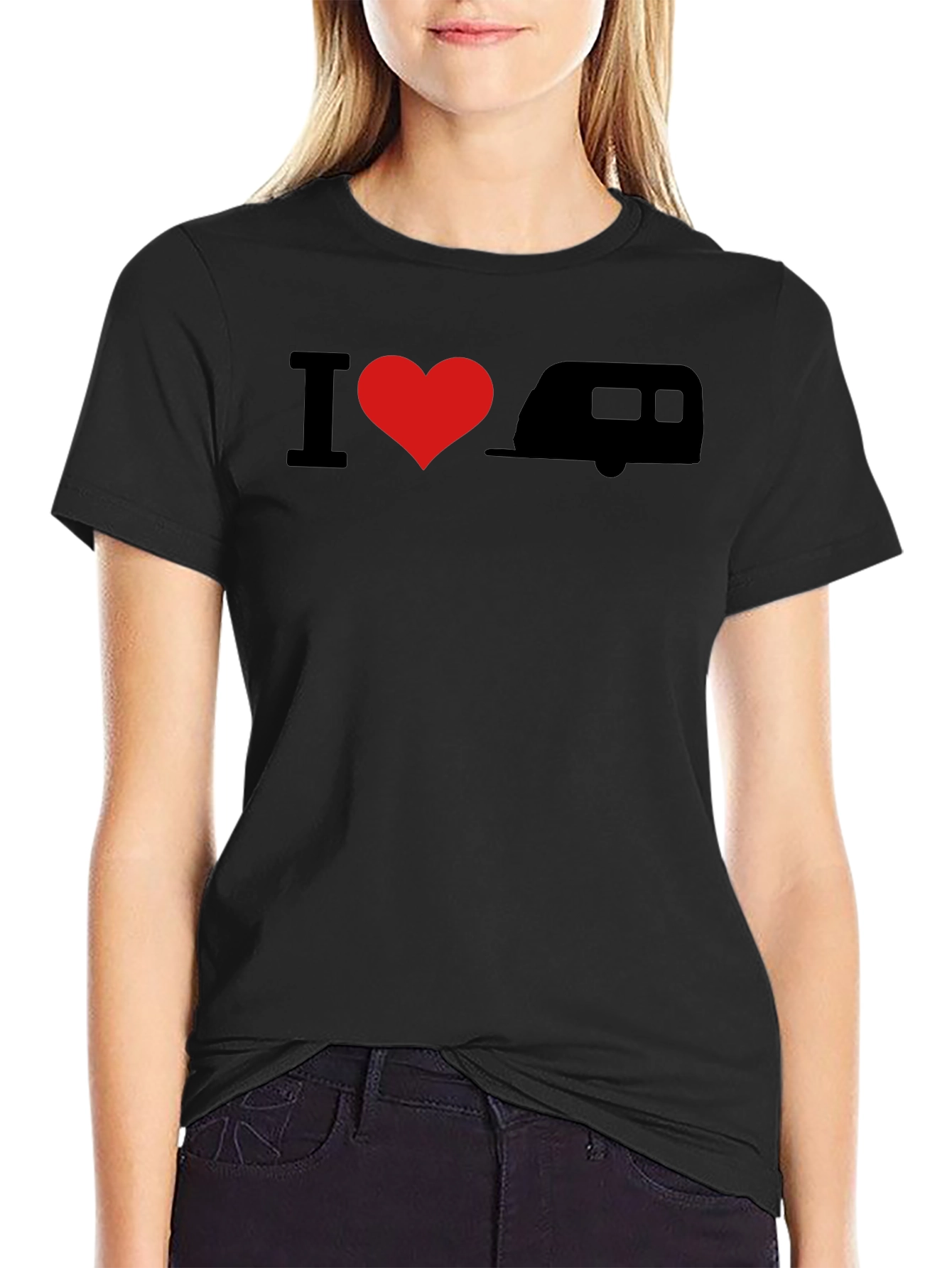 I Heart Camping Graphic Tee - Black Cotton T-Shirt