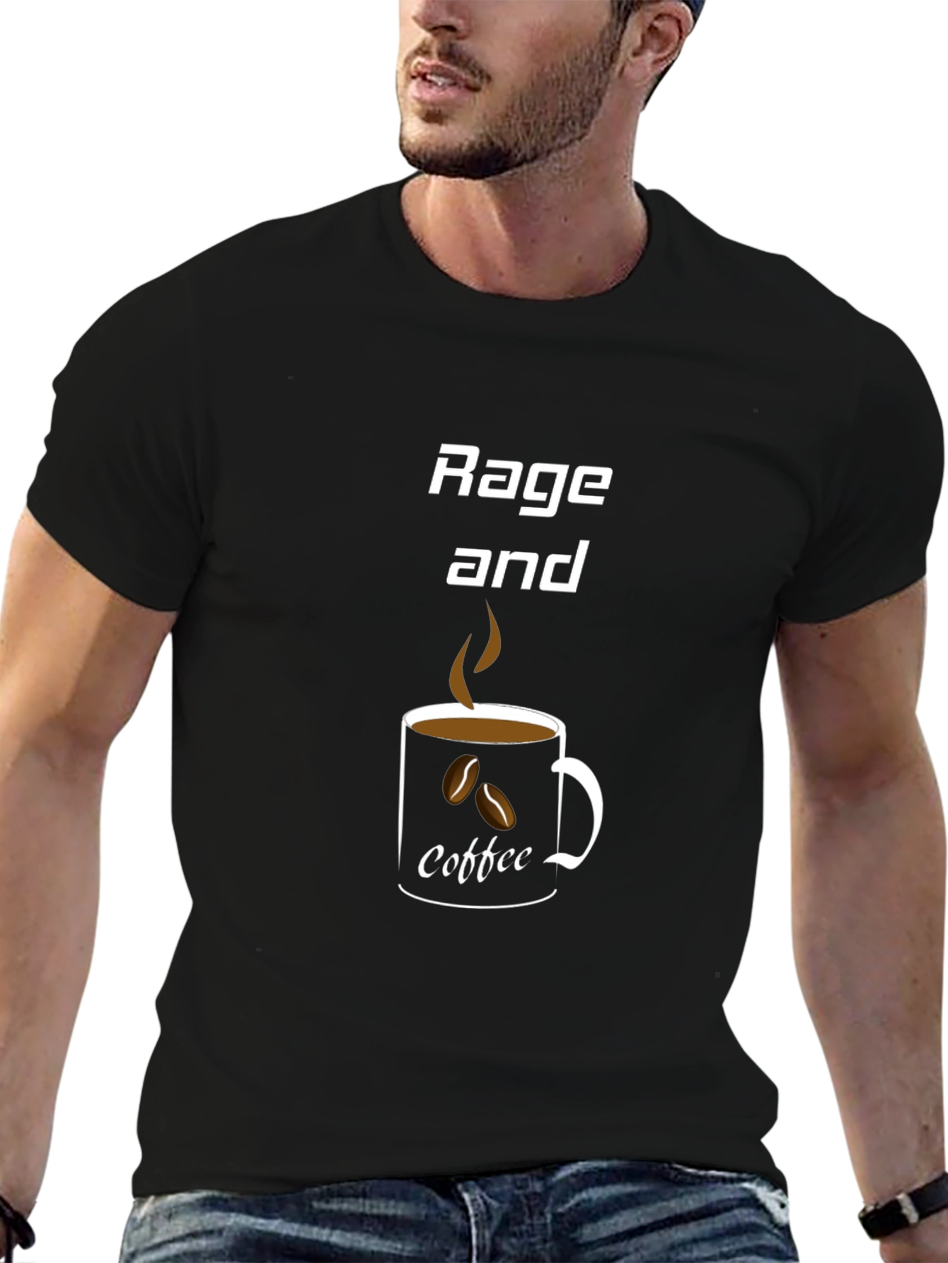 Rage and Coffee Graphic Tee - Black Casual T-Shirt