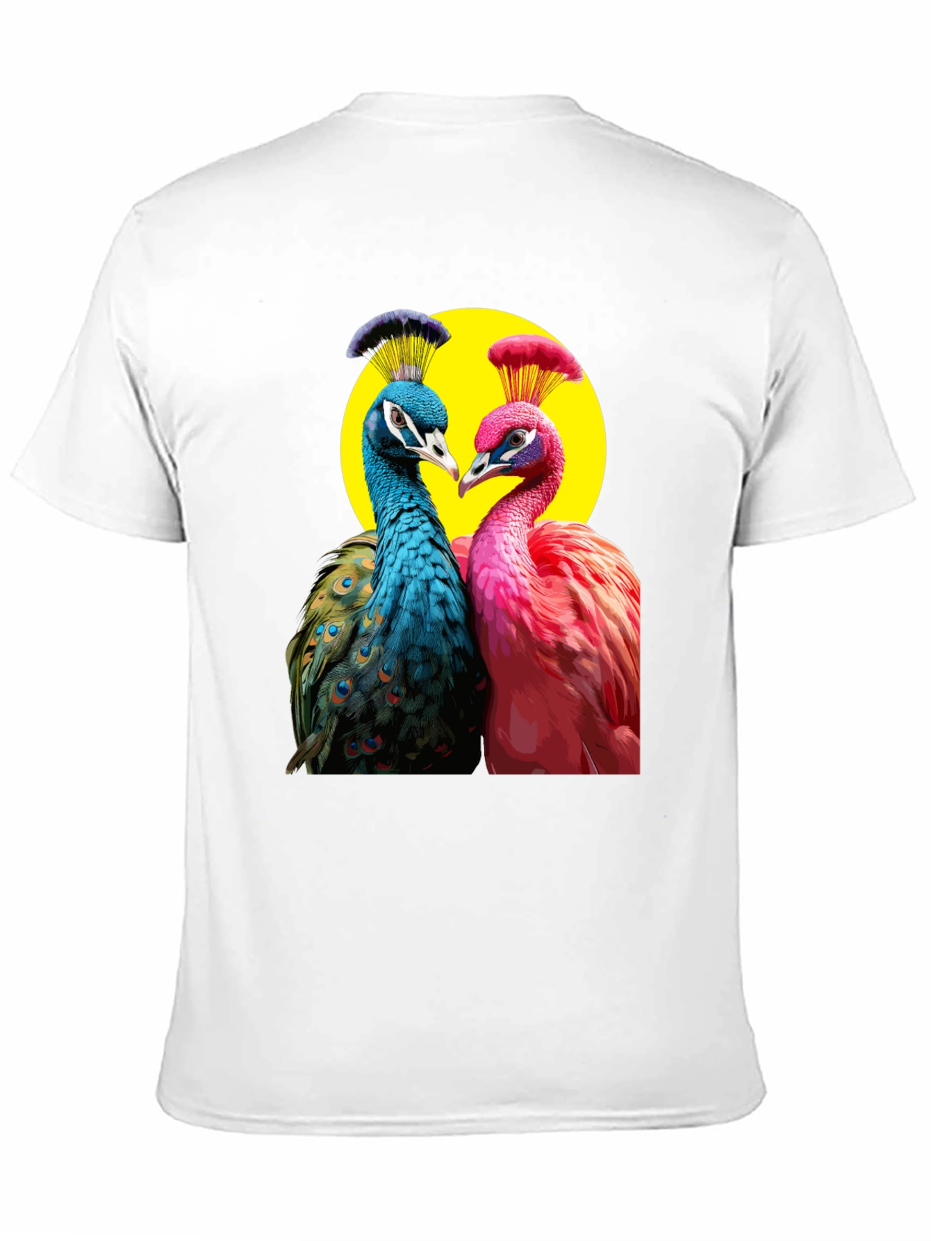 Peacock Couple Graphic Tee - Black Cotton T-Shirt