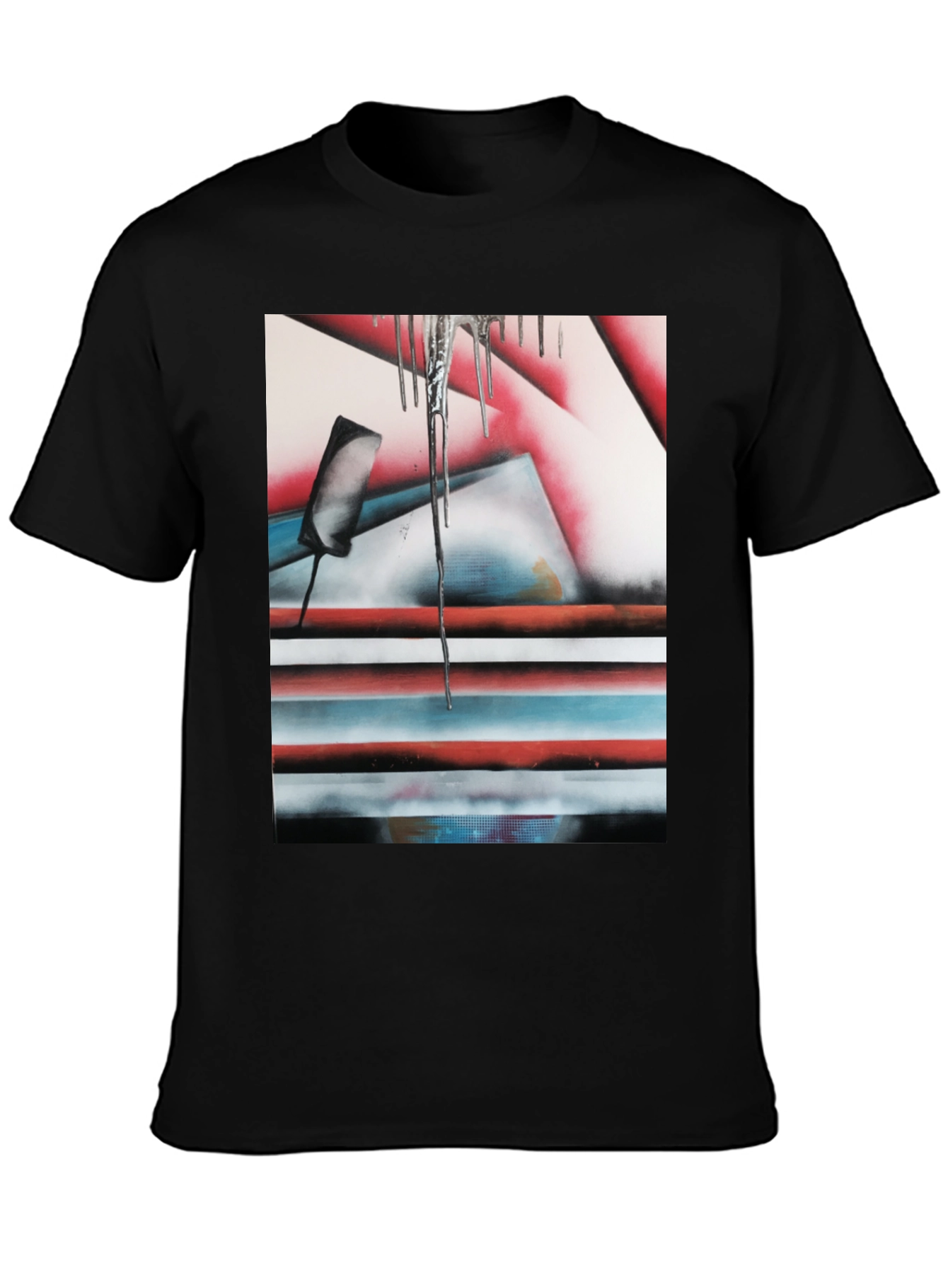 Abstract Graphic Print Tee - Black