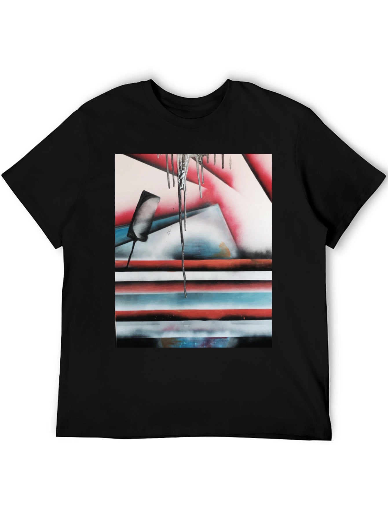Abstract Graphic Print Tee - Black