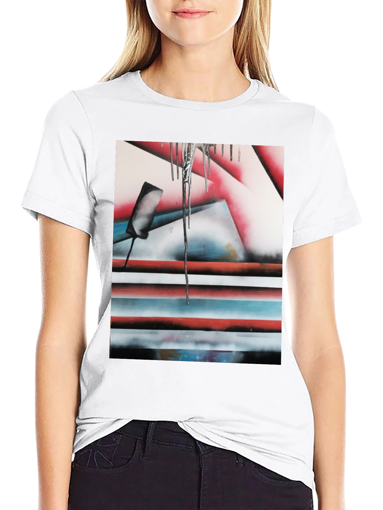 Abstract Graphic Print Tee - Black