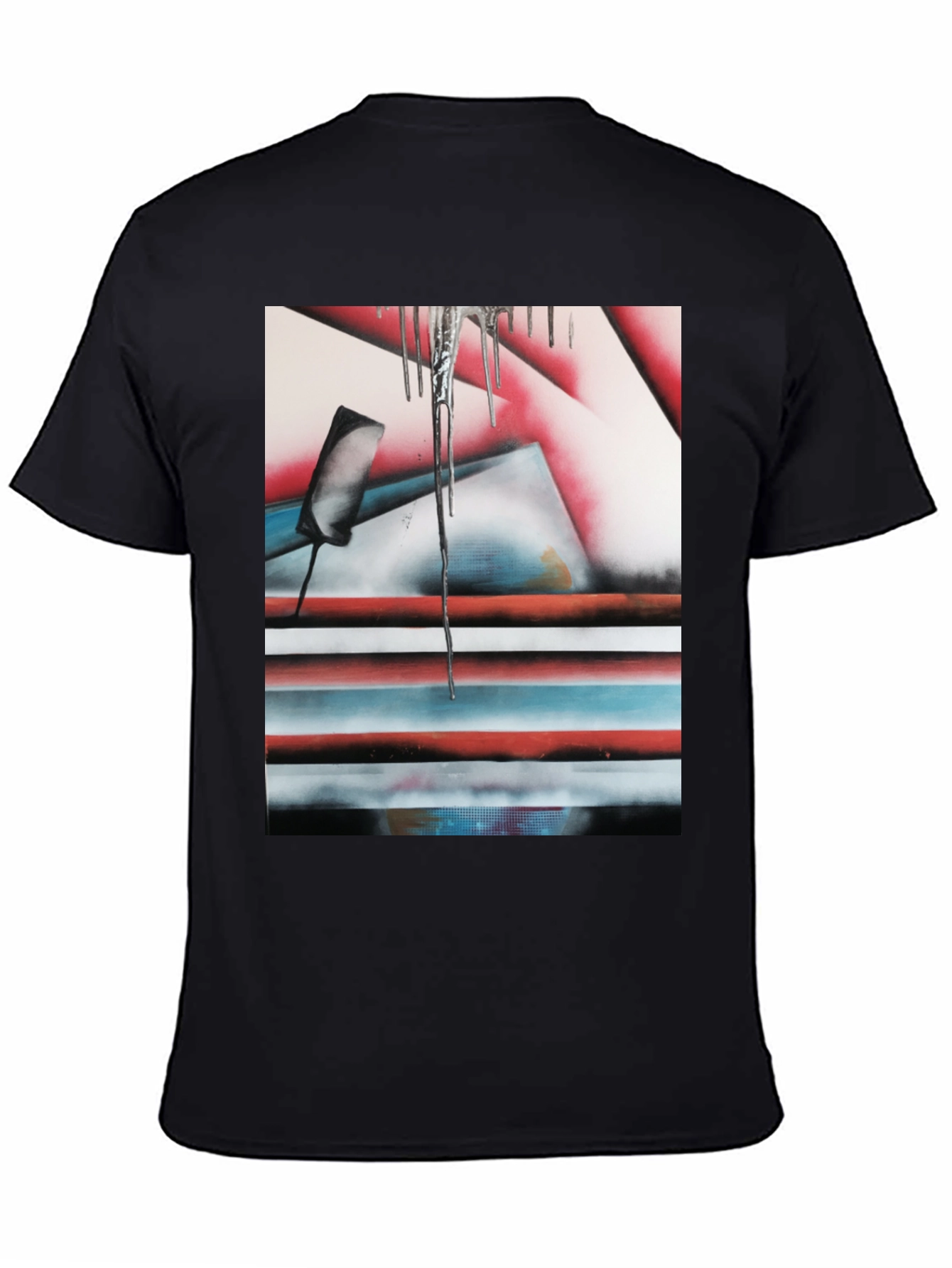 Abstract Graphic Print Tee - Black