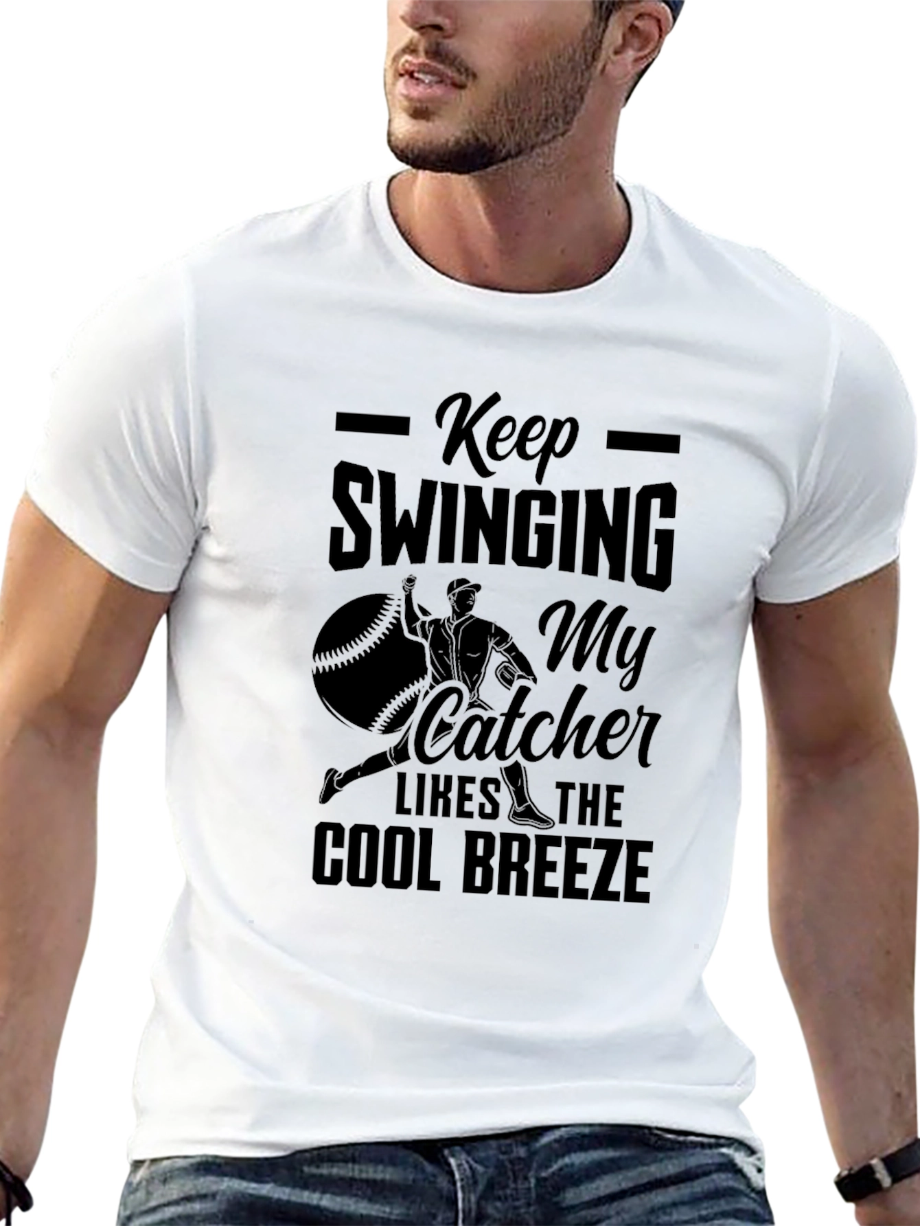 Keep Swinging Baseball T-Shirt - Cool Breeze Catcher