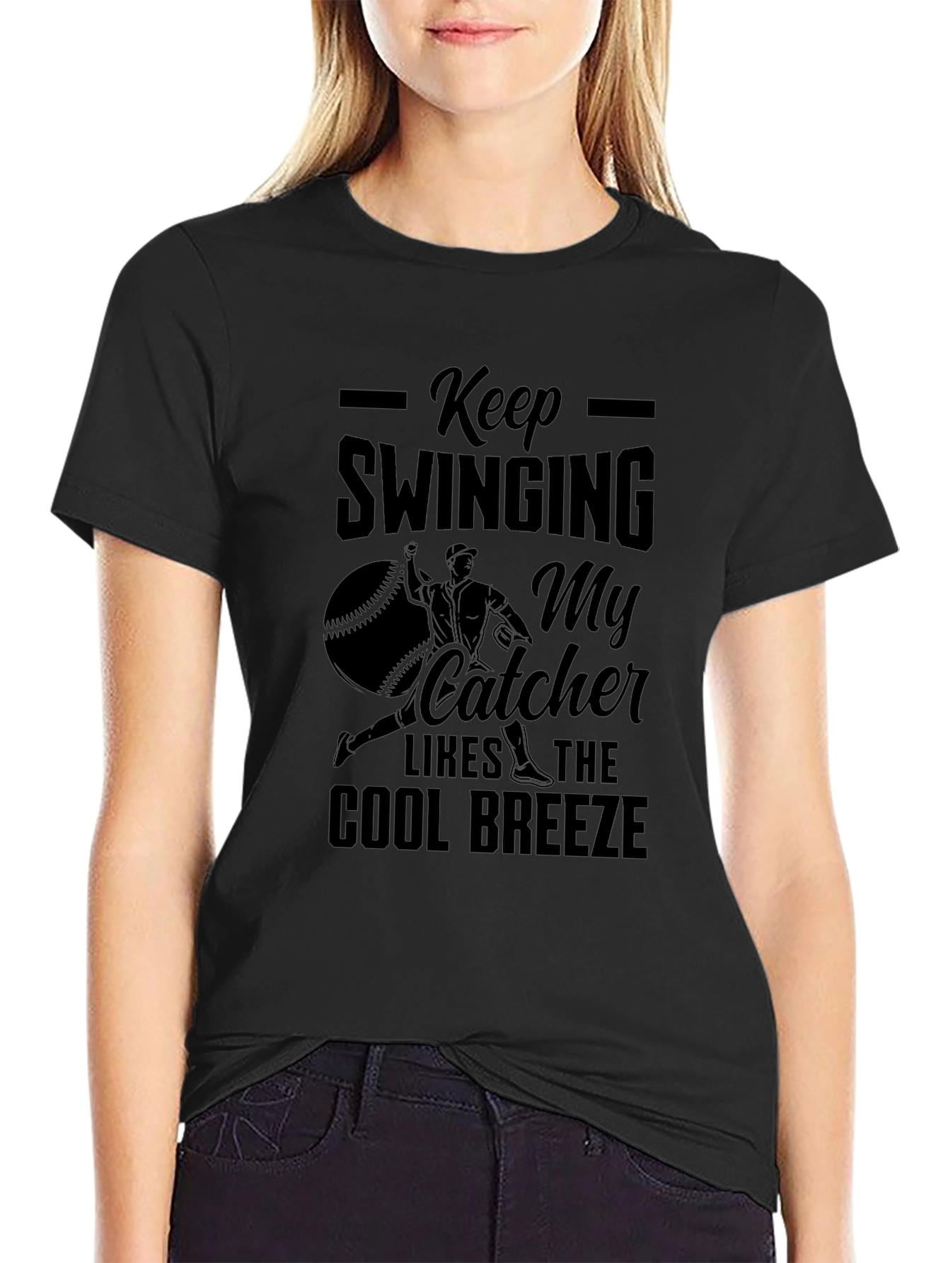Keep Swinging Baseball T-Shirt - Cool Breeze Catcher