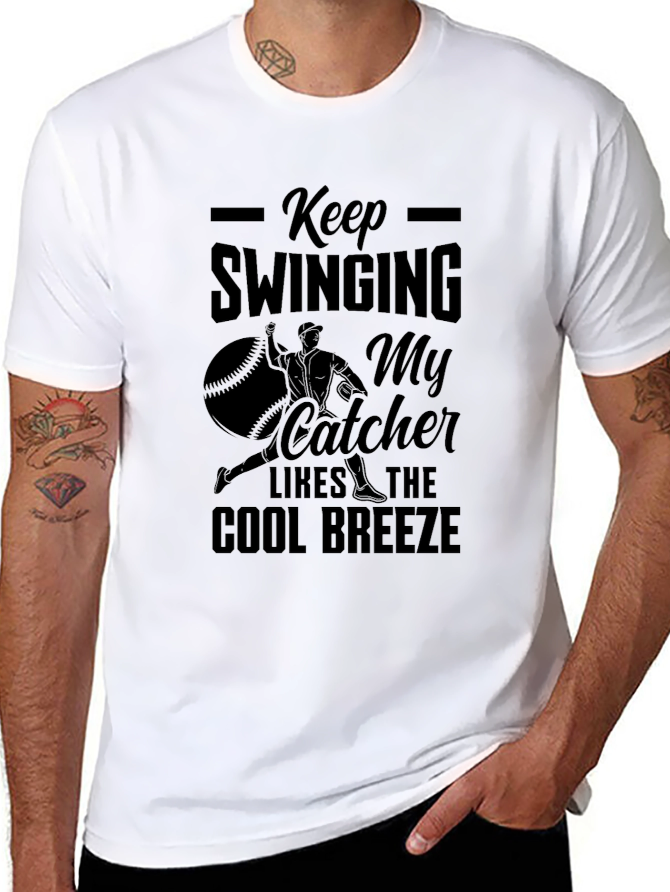 Keep Swinging Baseball T-Shirt - Cool Breeze Catcher