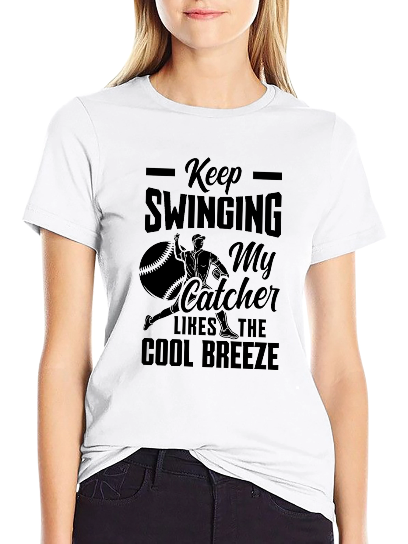 Keep Swinging Baseball T-Shirt - Cool Breeze Catcher