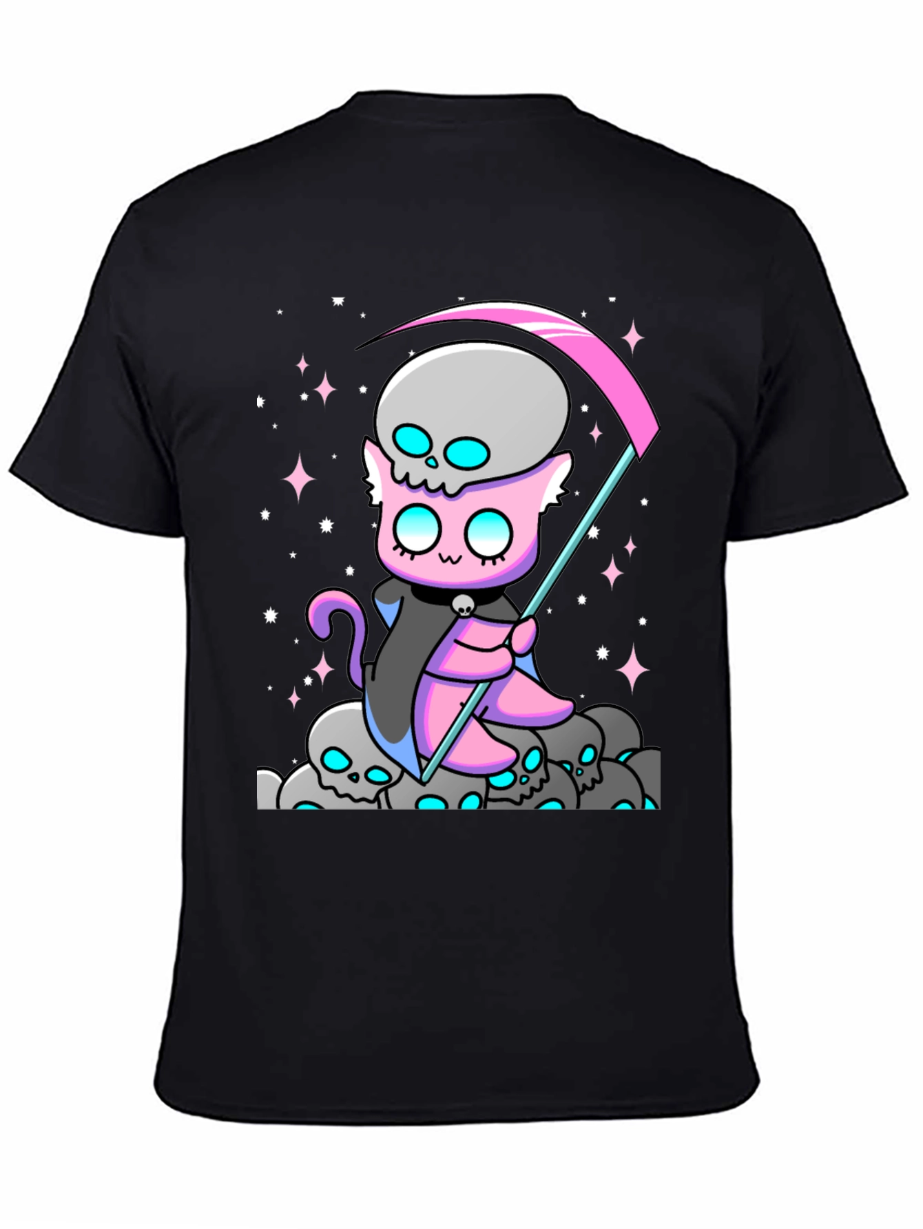 Grim Reaper Cat Graphic T-Shirt