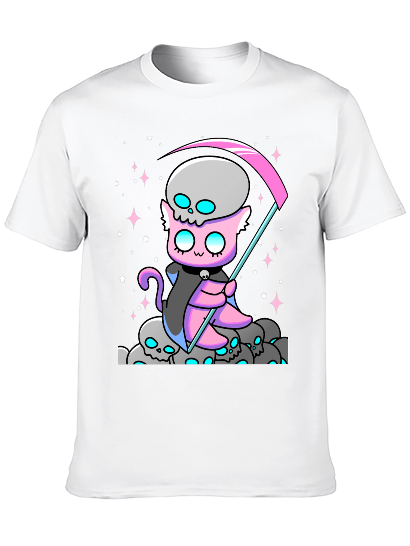 Grim Reaper Cat Graphic T-Shirt