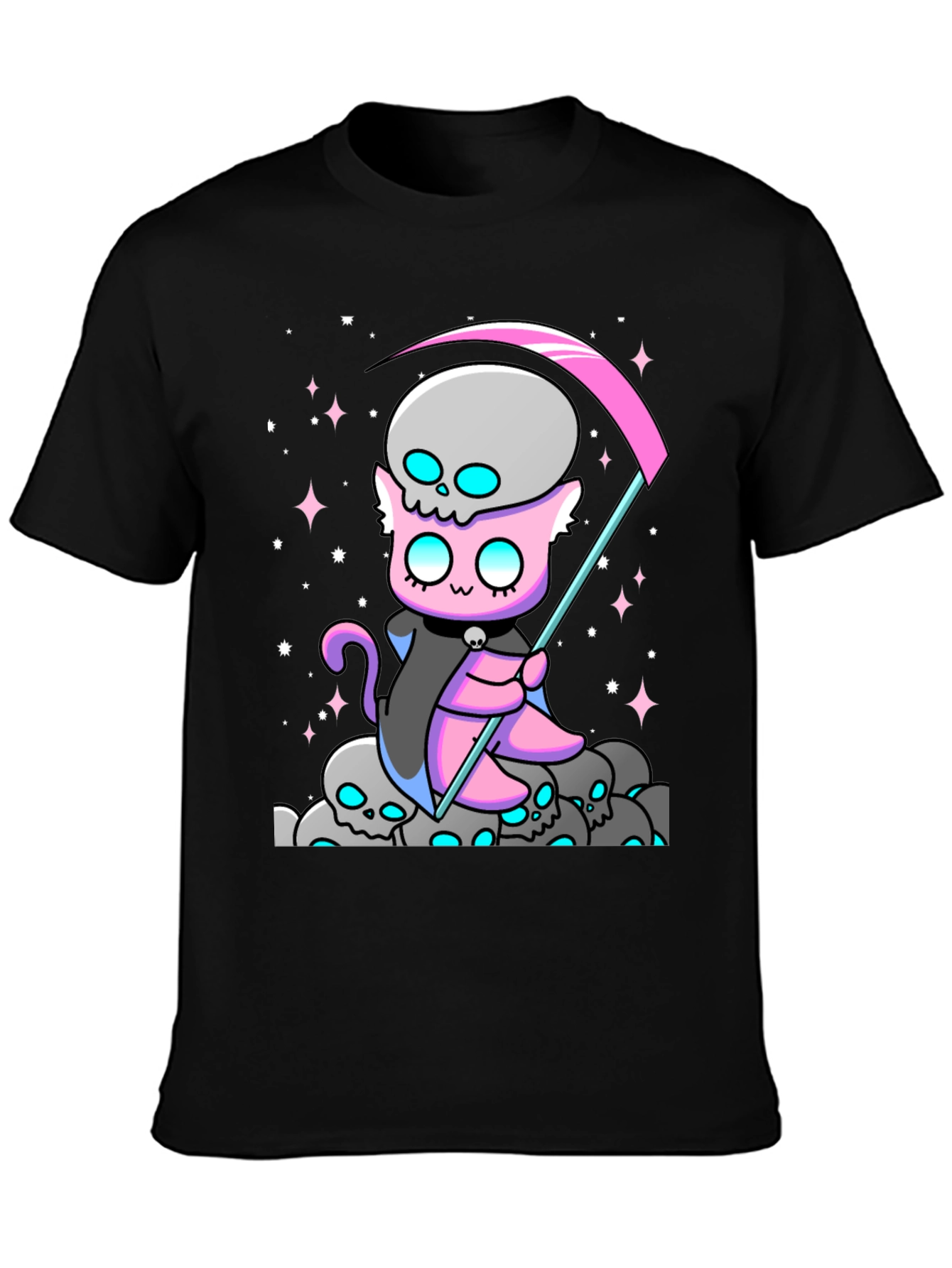 Grim Reaper Cat Graphic T-Shirt