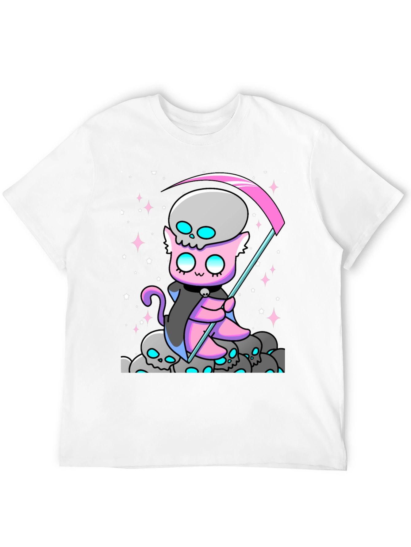 Grim Reaper Cat Graphic T-Shirt