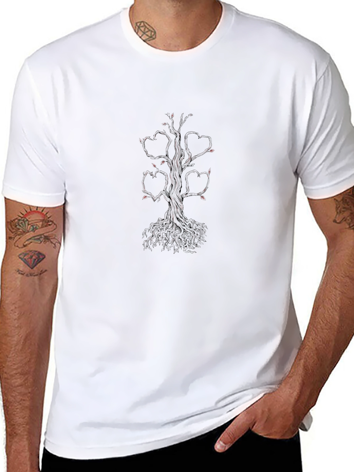 Heart Tree Graphic Tee - Black Casual Shirt