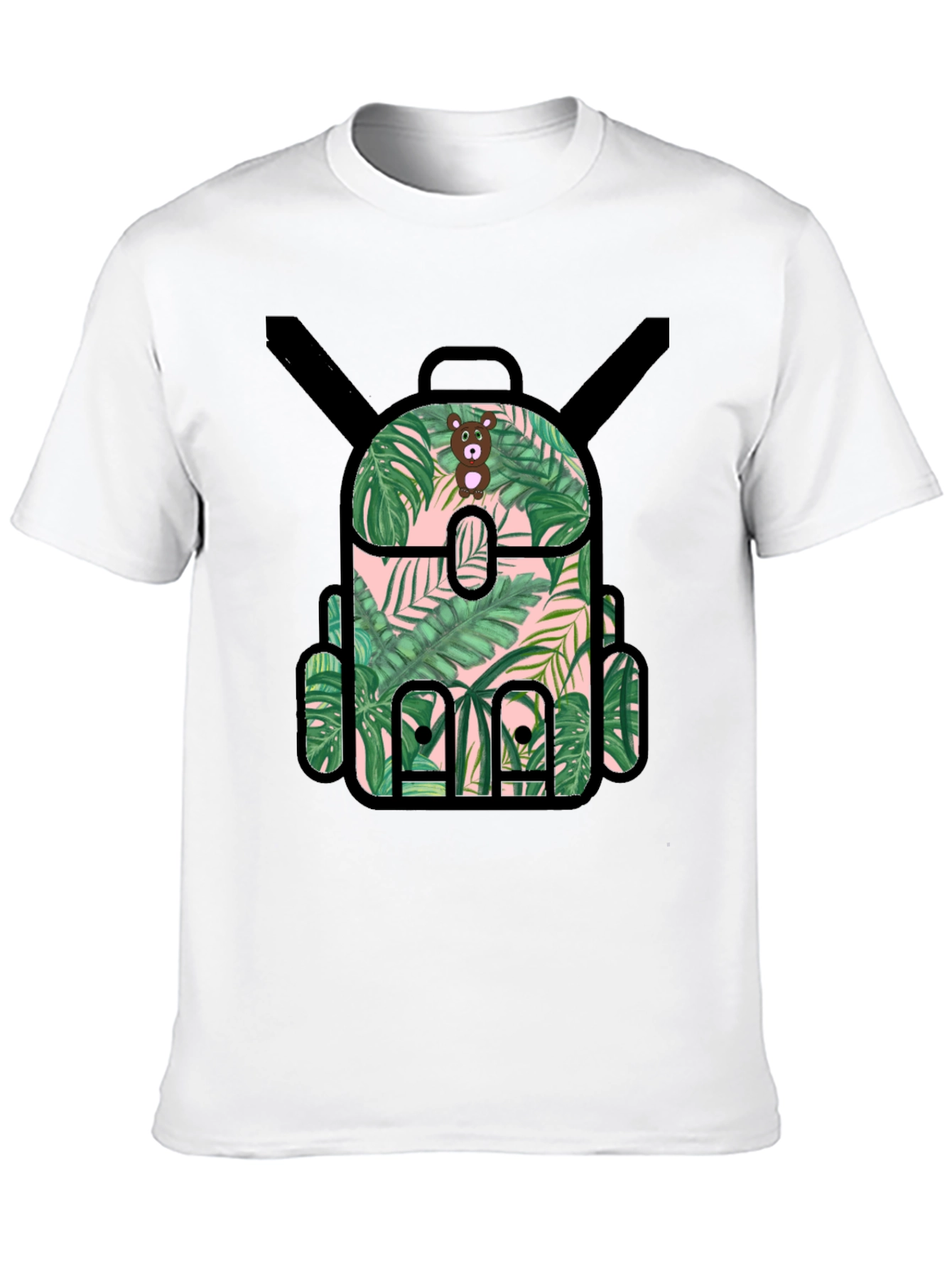 Tropical Backpack Graphic Tee - Black T-Shirt