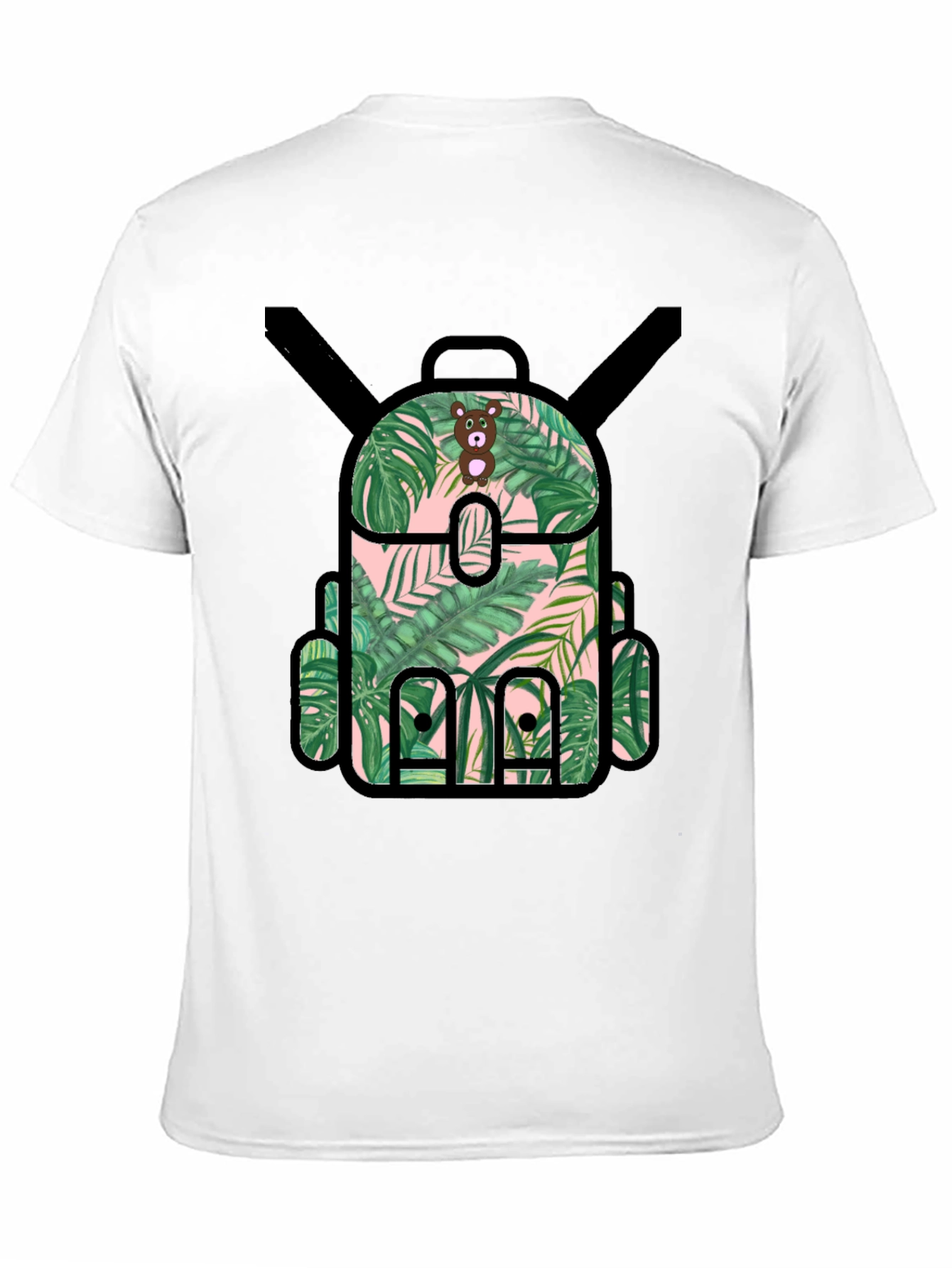 Tropical Backpack Graphic Tee - Black T-Shirt