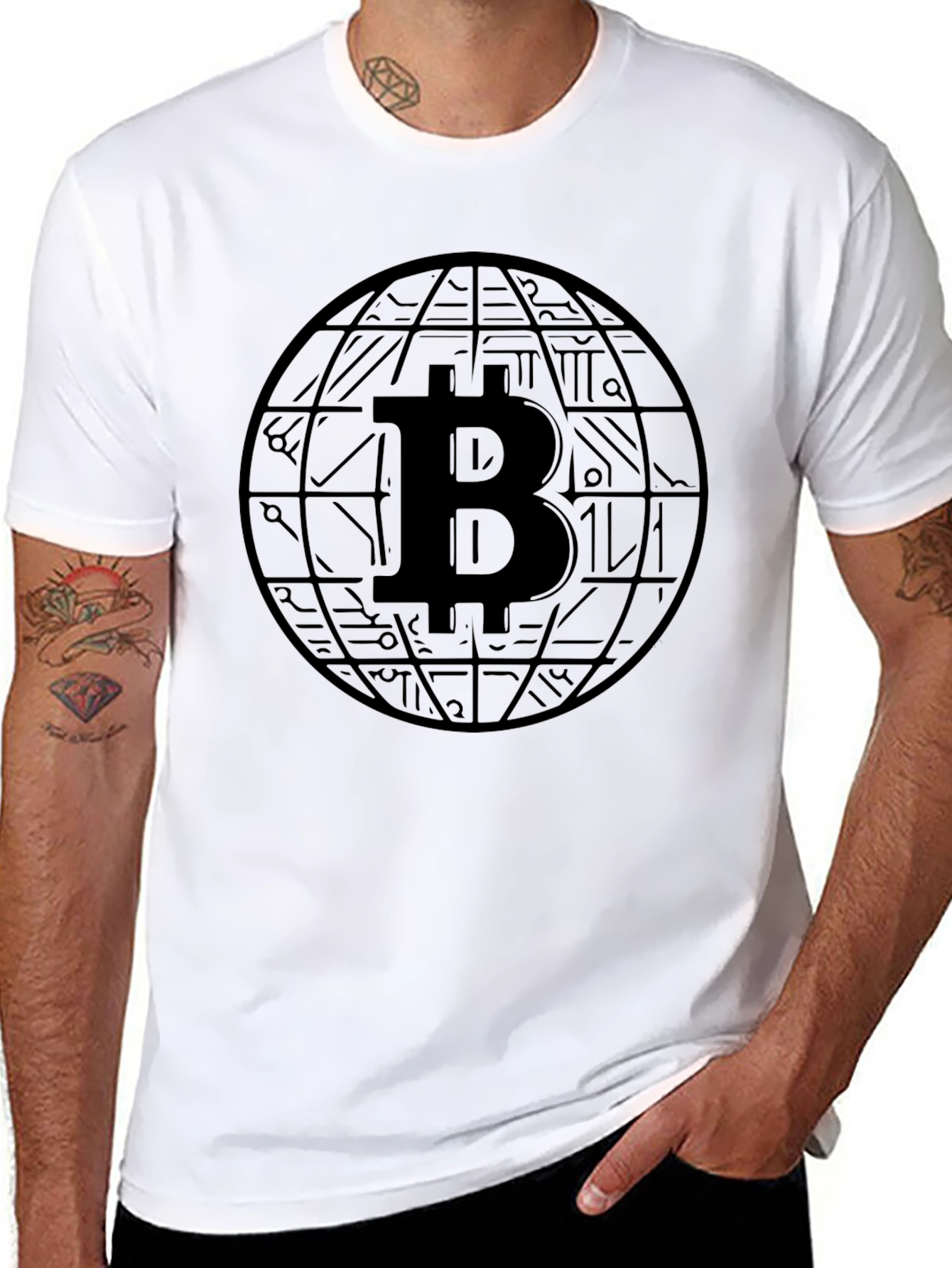 Bitcoin Globe Black Graphic Tee