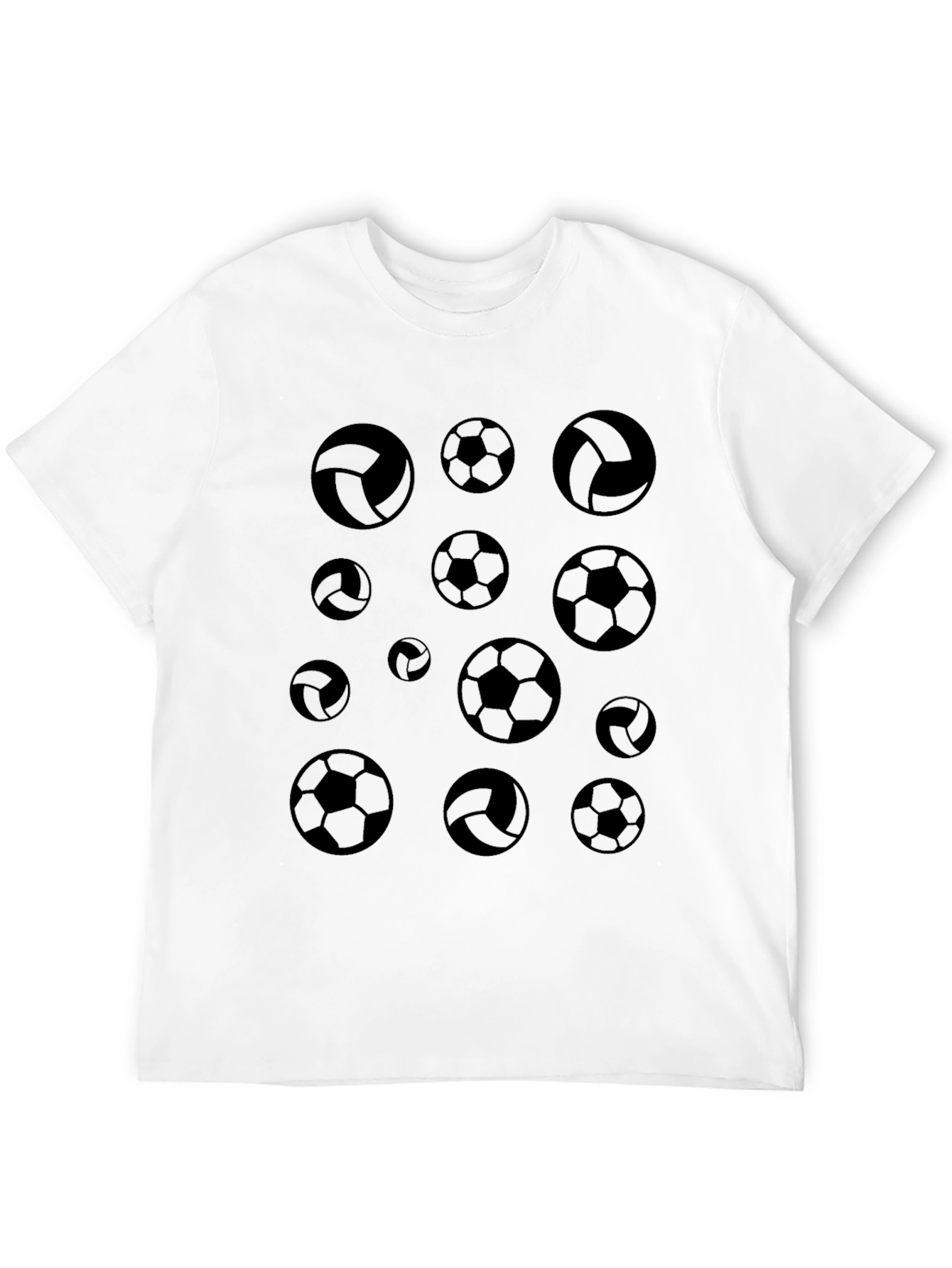 Soccer & Volleyball Print Black T-Shirt