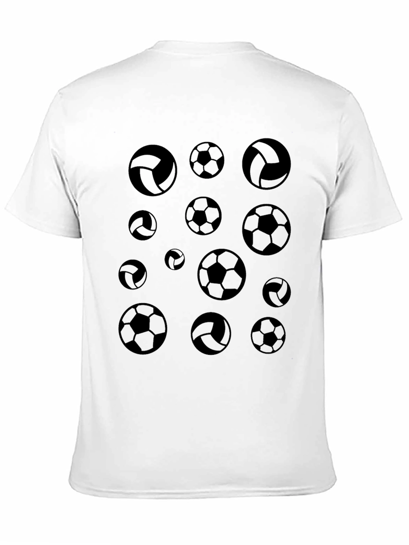 Soccer & Volleyball Print Black T-Shirt