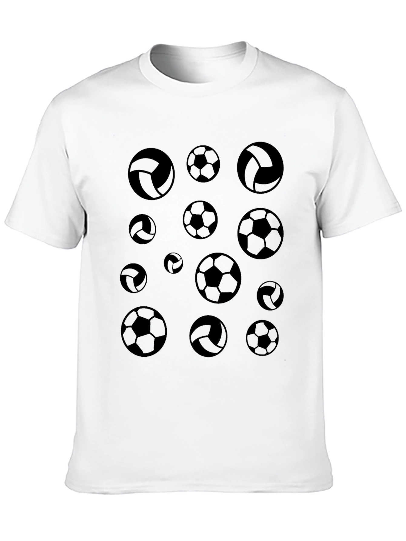 Soccer & Volleyball Print Black T-Shirt