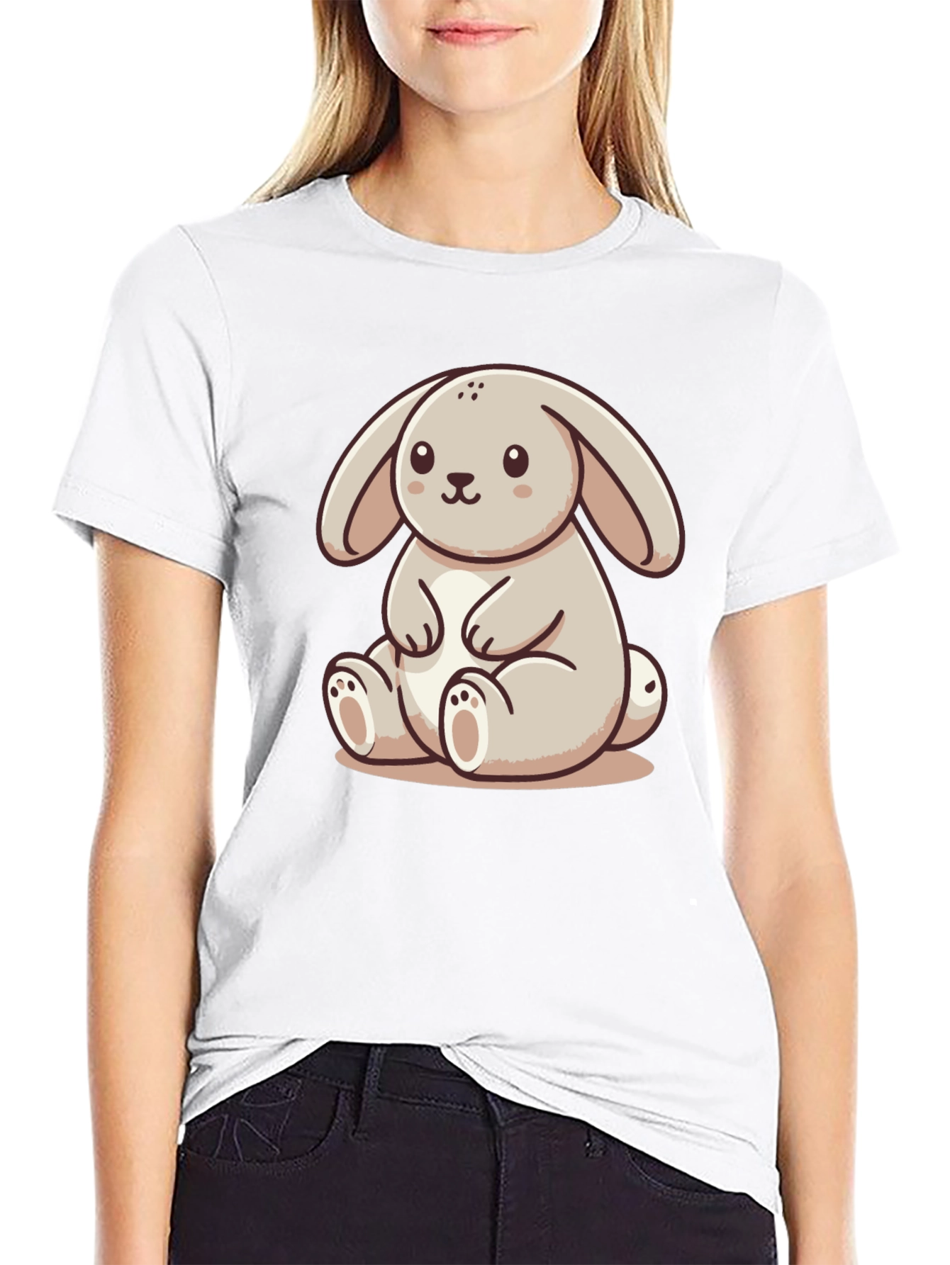 Cute Bunny Graphic Tee - Soft Black Shirt