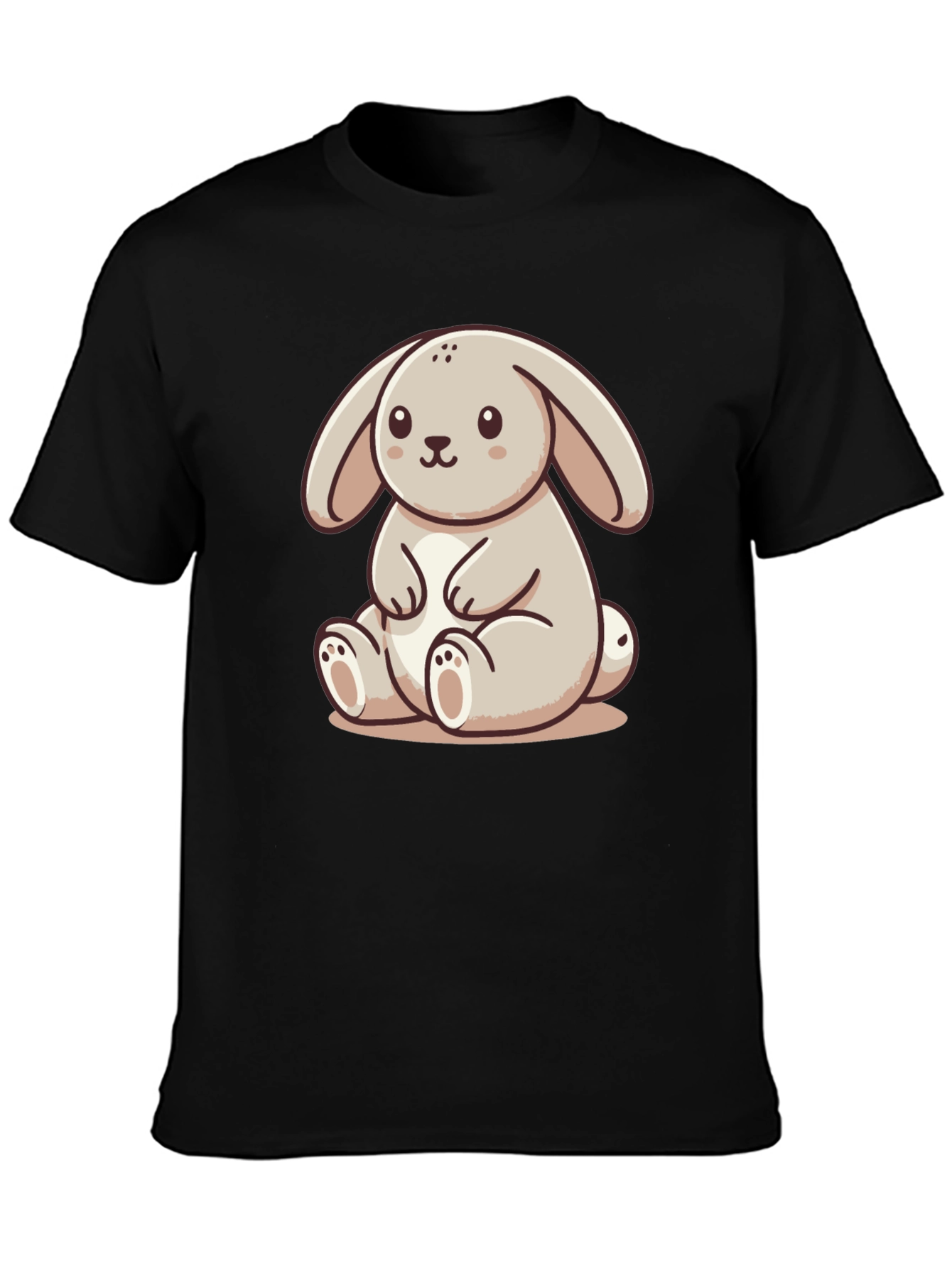 Cute Bunny Graphic Tee - Soft Black Shirt