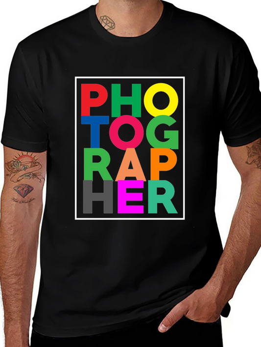 Colorful Photographer Graphic Black T-Shirt