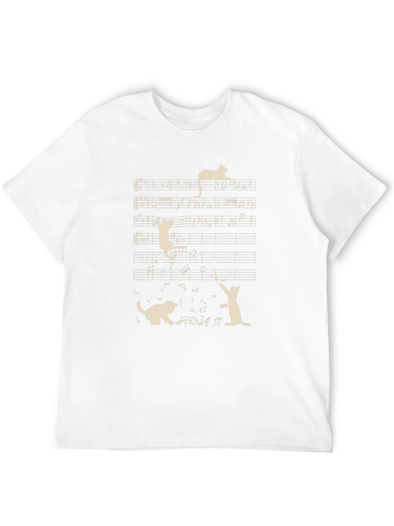 Musical Cats T-Shirt Black Cotton Crew Neck