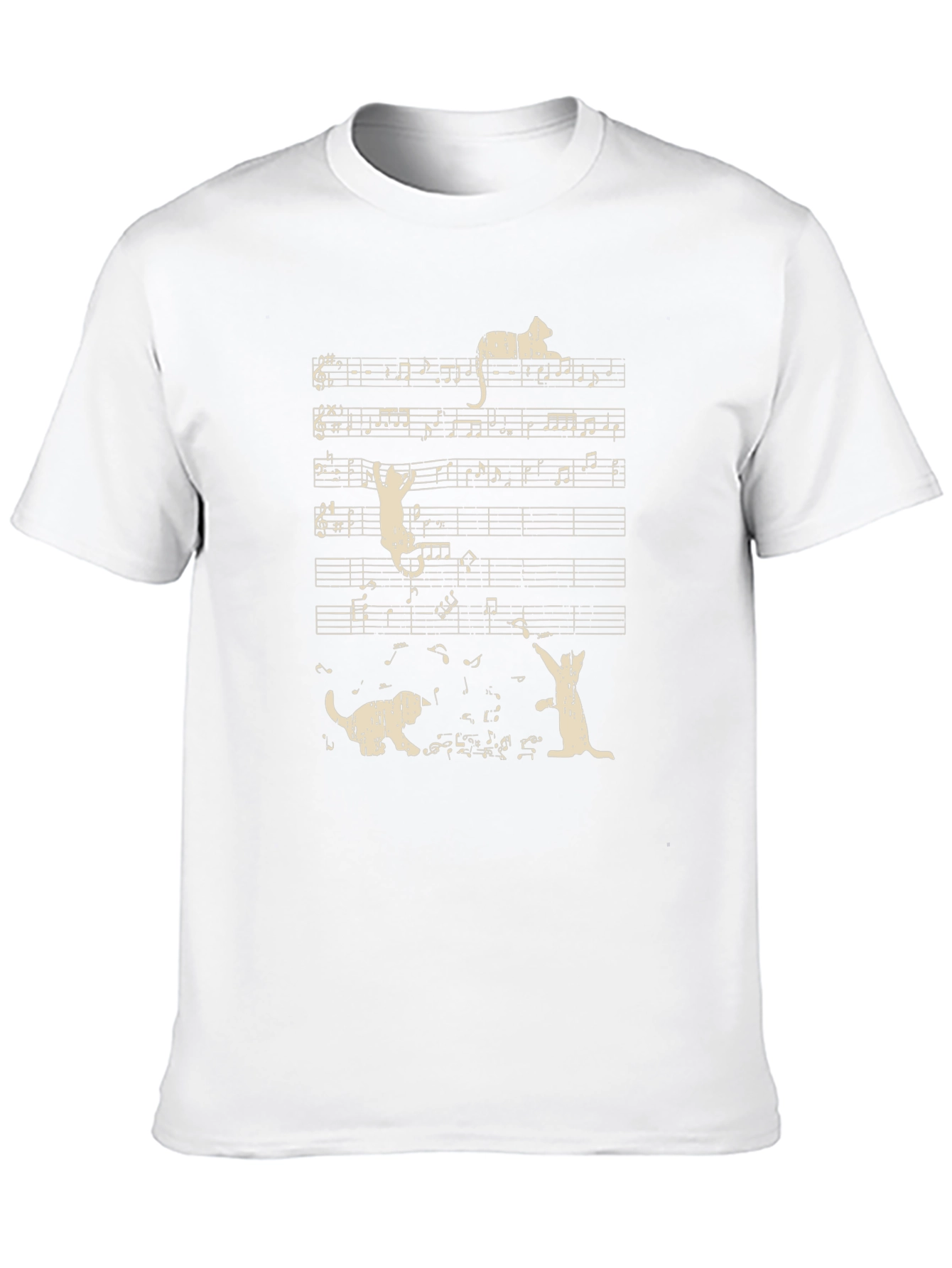 Musical Cats T-Shirt Black Cotton Crew Neck