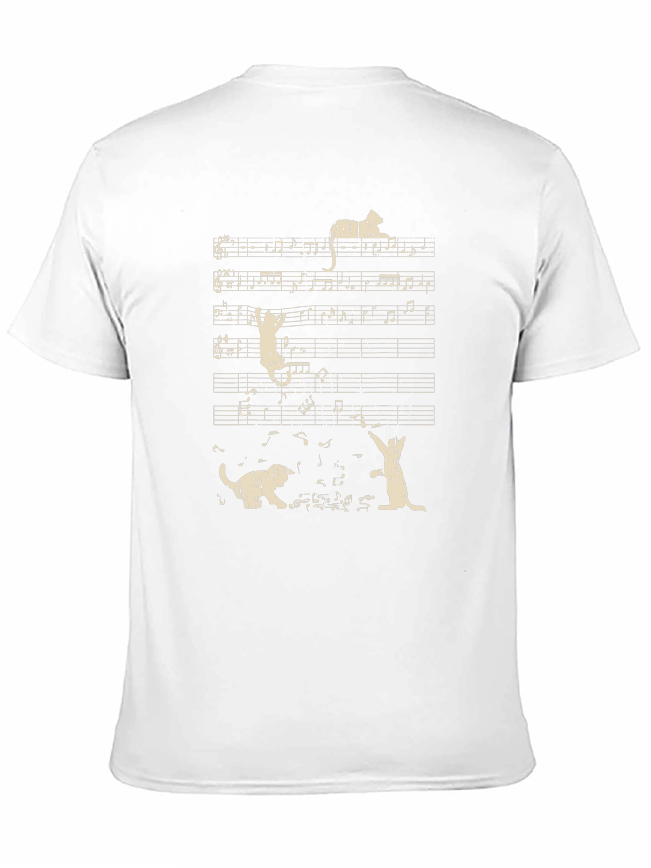 Musical Cats T-Shirt Black Cotton Crew Neck