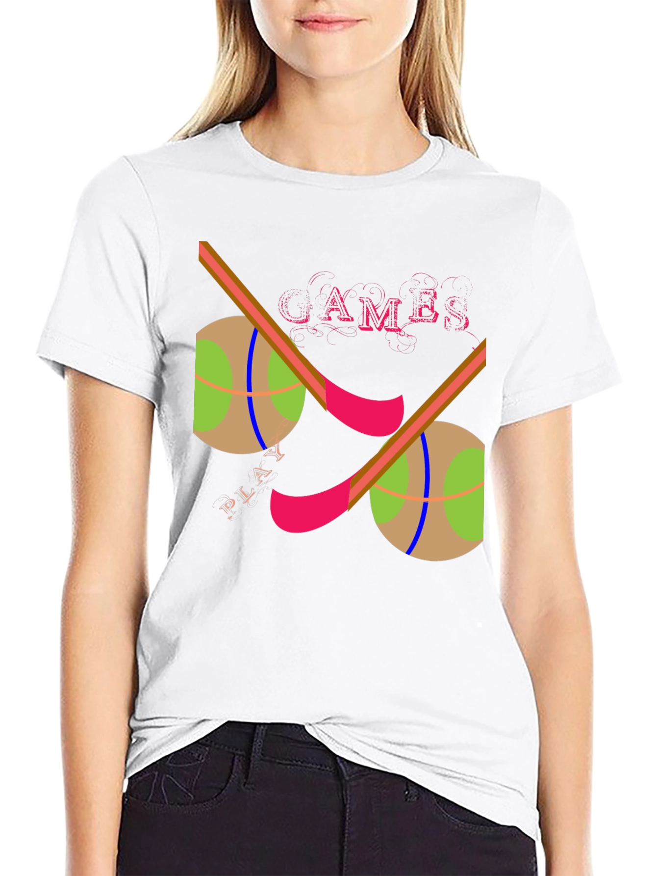 Games Play Graphic Print Black T-Shirt