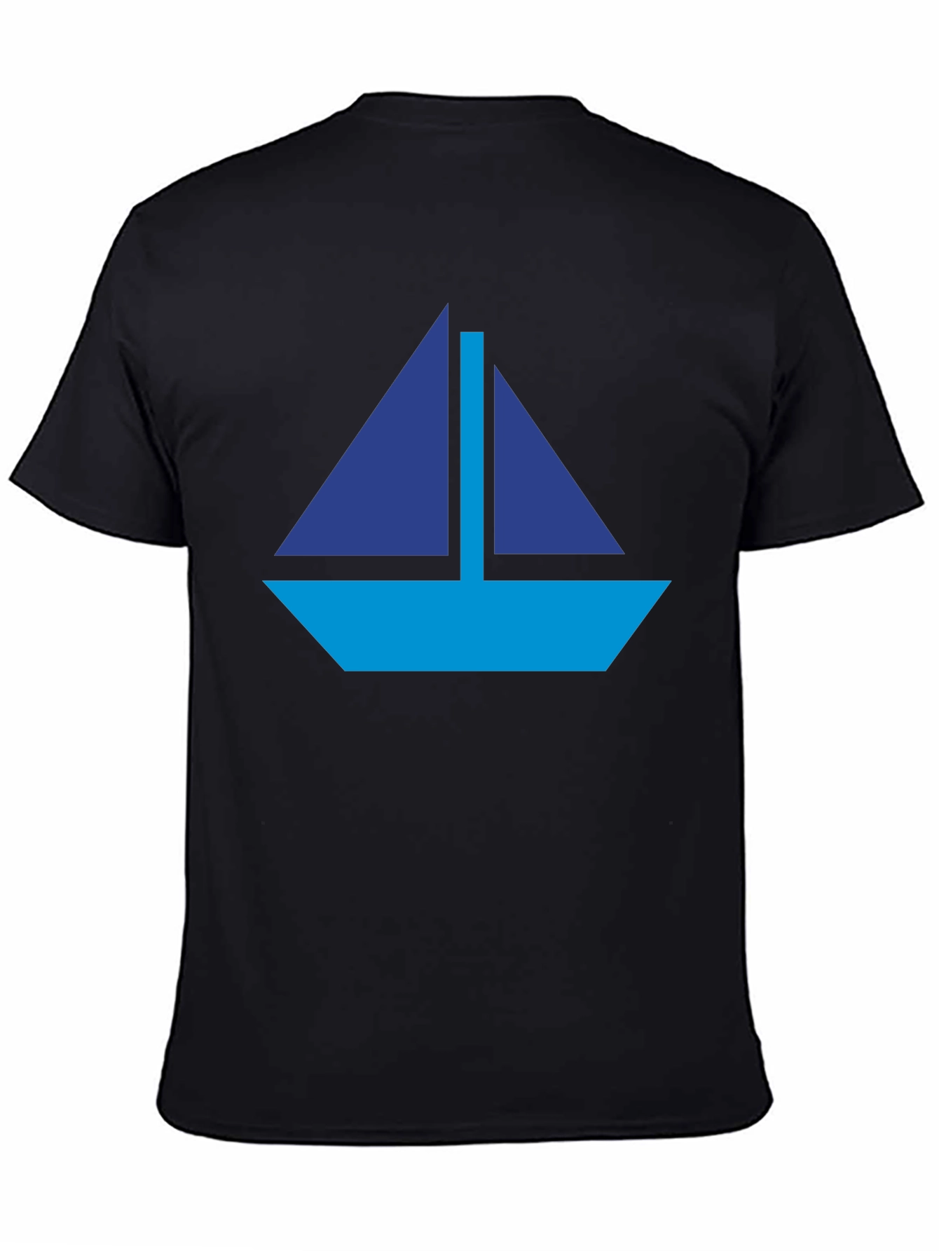 Nautical Sailboat Graphic Tee - Black Cotton Casual Shirt