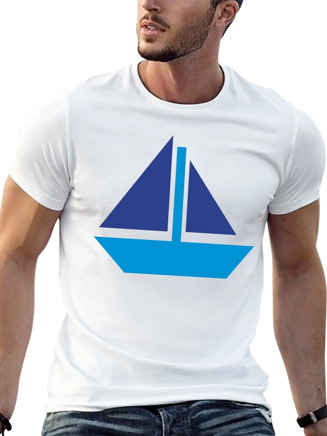 Nautical Sailboat Graphic Tee - Black Cotton Casual Shirt