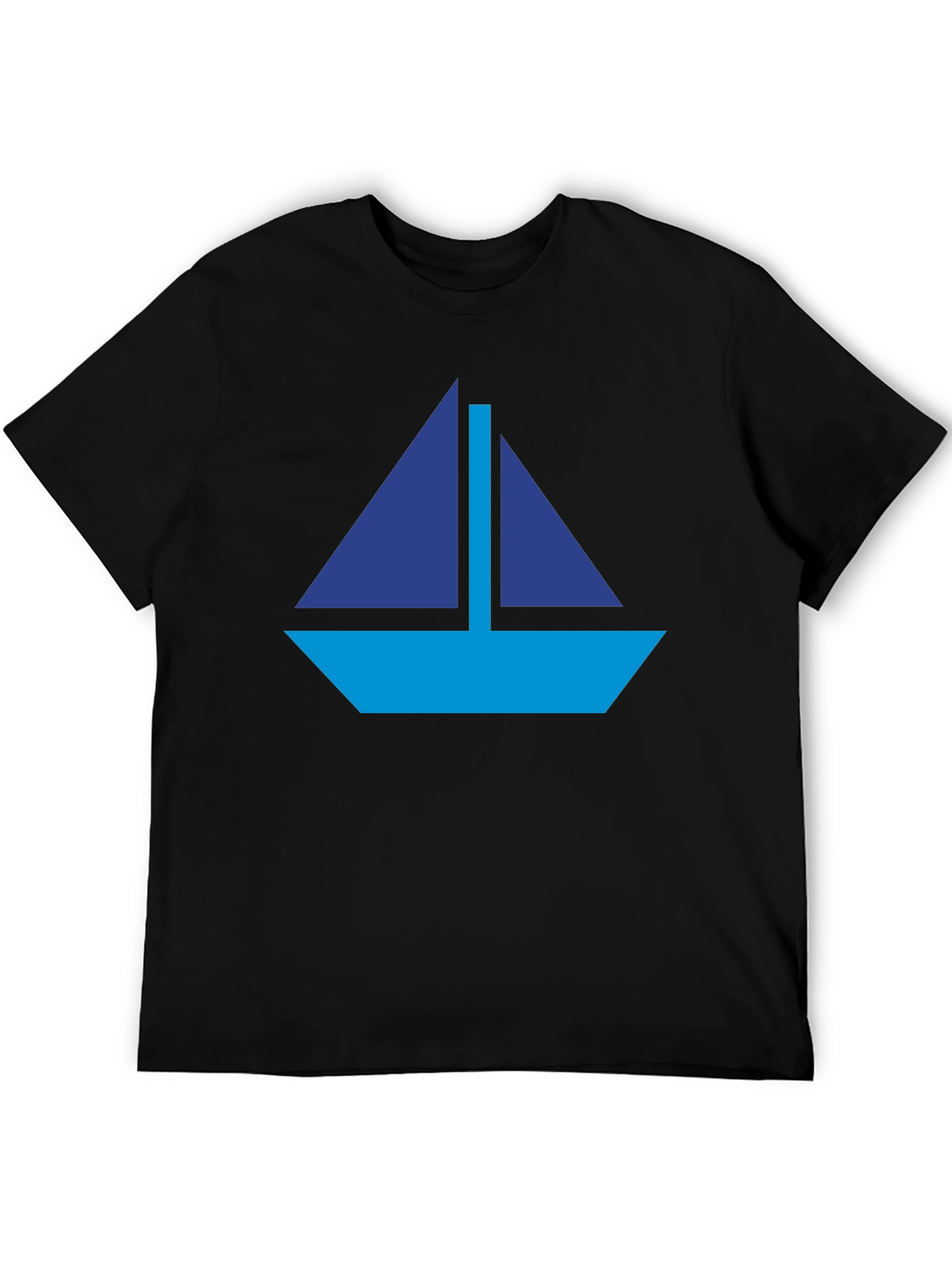 Nautical Sailboat Graphic Tee - Black Cotton Casual Shirt
