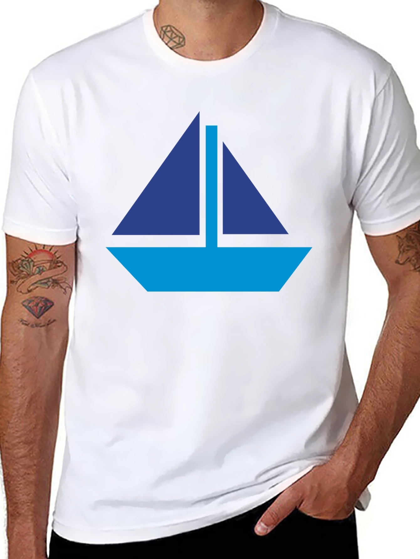 Nautical Sailboat Graphic Tee - Black Cotton Casual Shirt