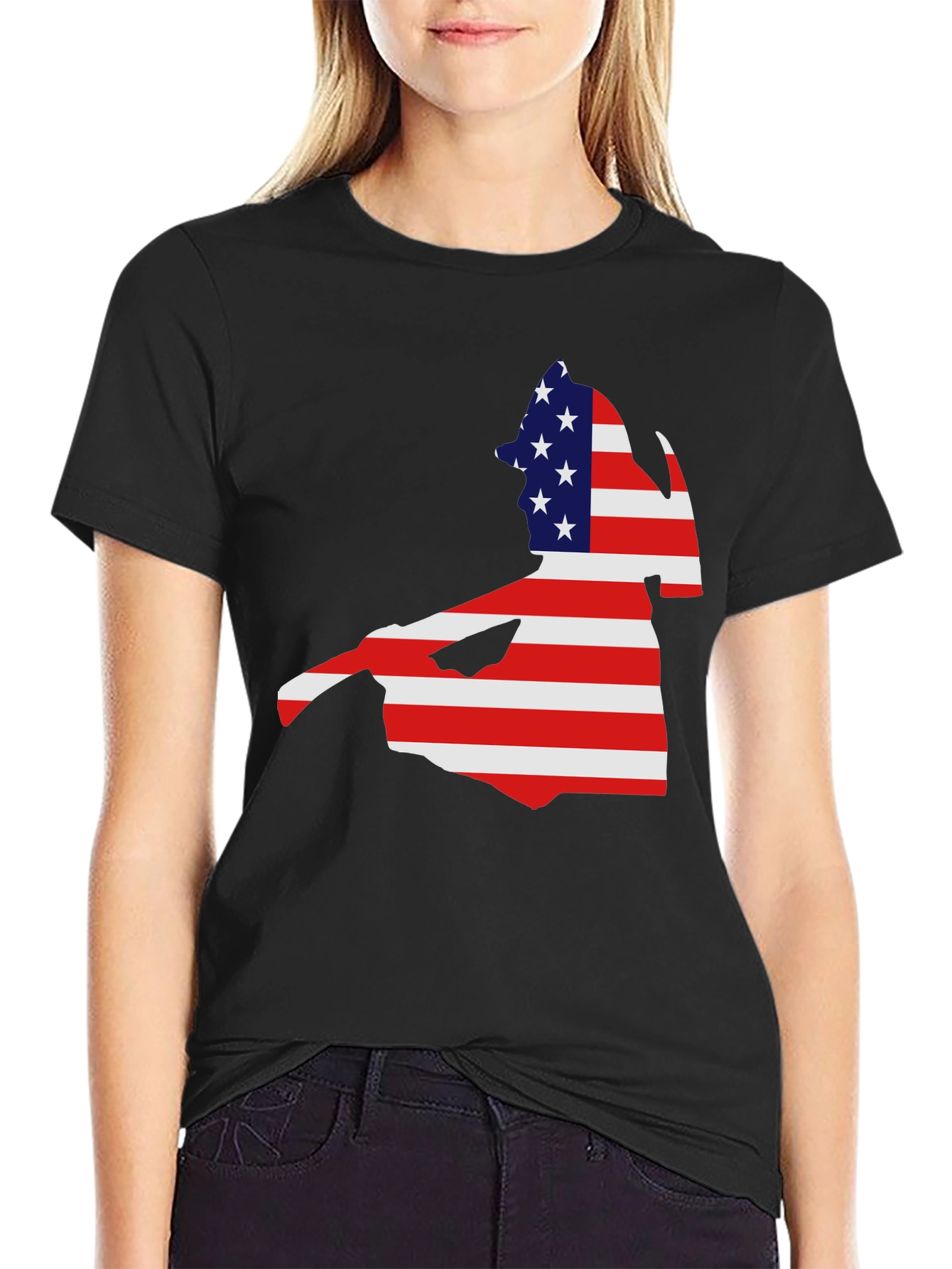 American Flag Cape Cod Black T-Shirt