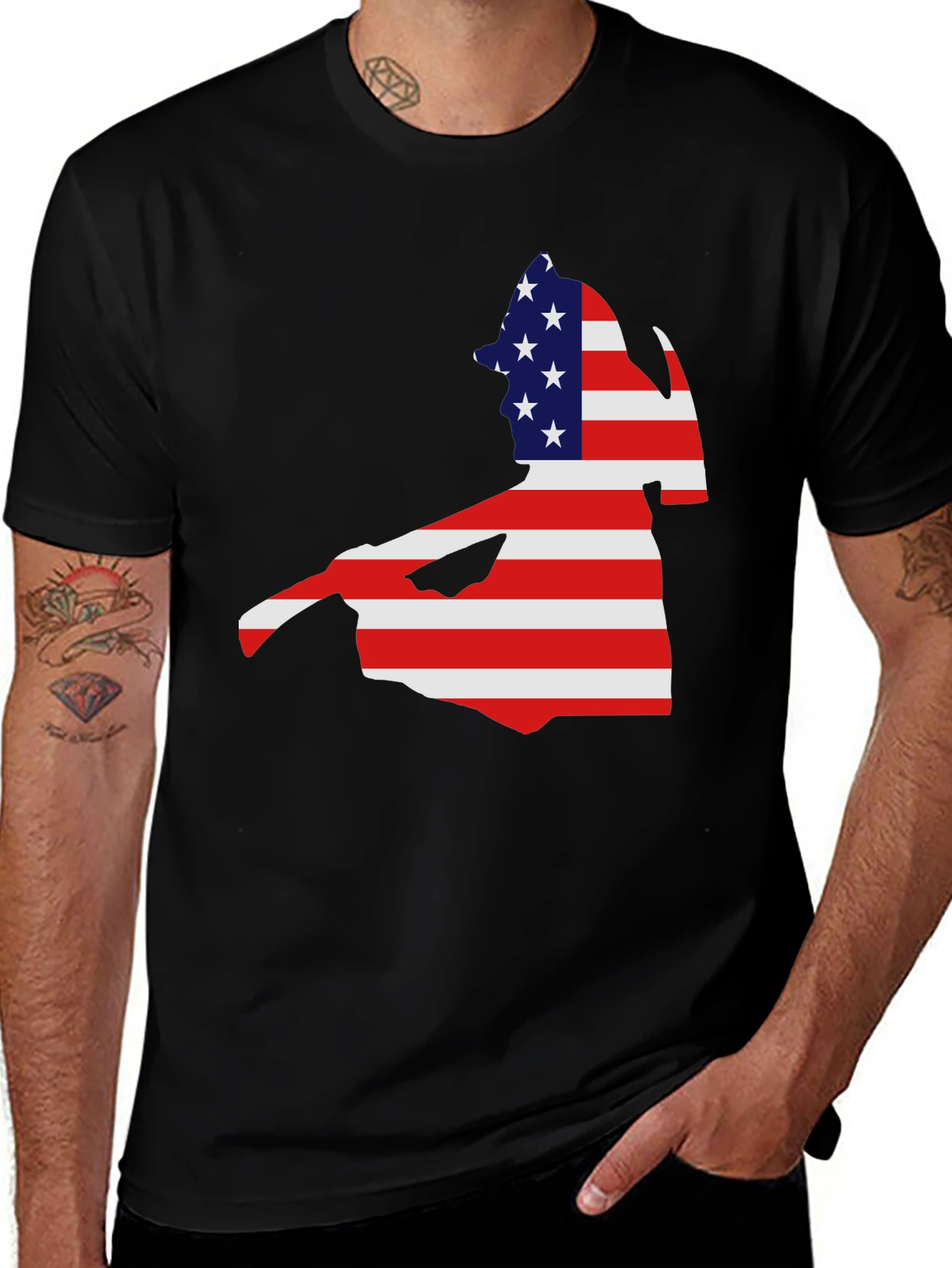 American Flag Cape Cod Black T-Shirt