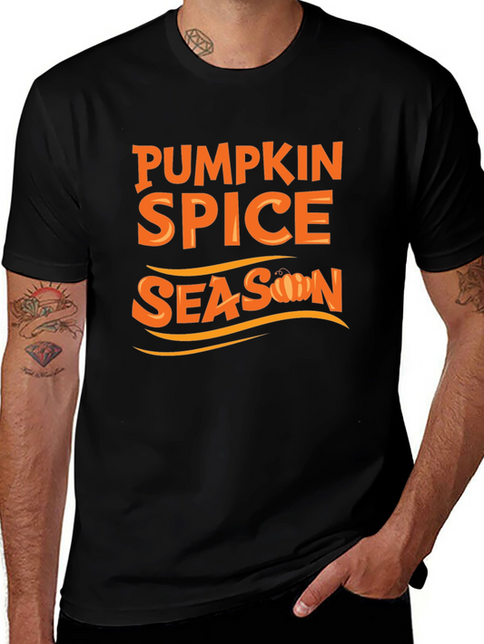 Pumpkin Spice Season Graphic Tee - Black Cotton T-Shirt
