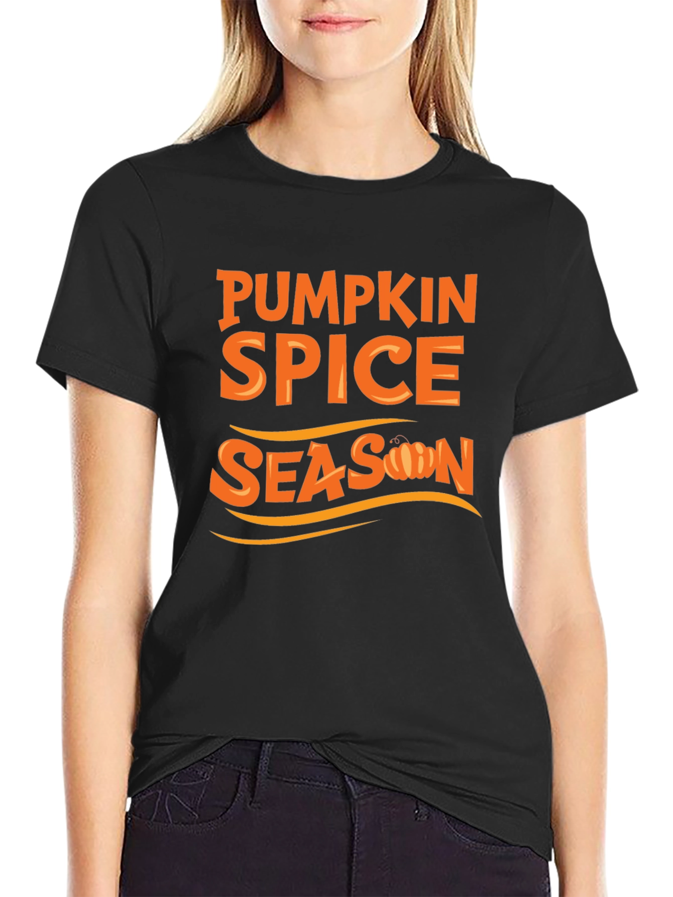 Pumpkin Spice Season Graphic Tee - Black Cotton T-Shirt