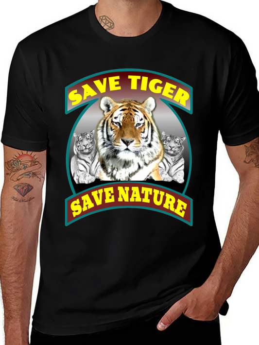 Save Tigers Save Nature Black Graphic T-Shirt