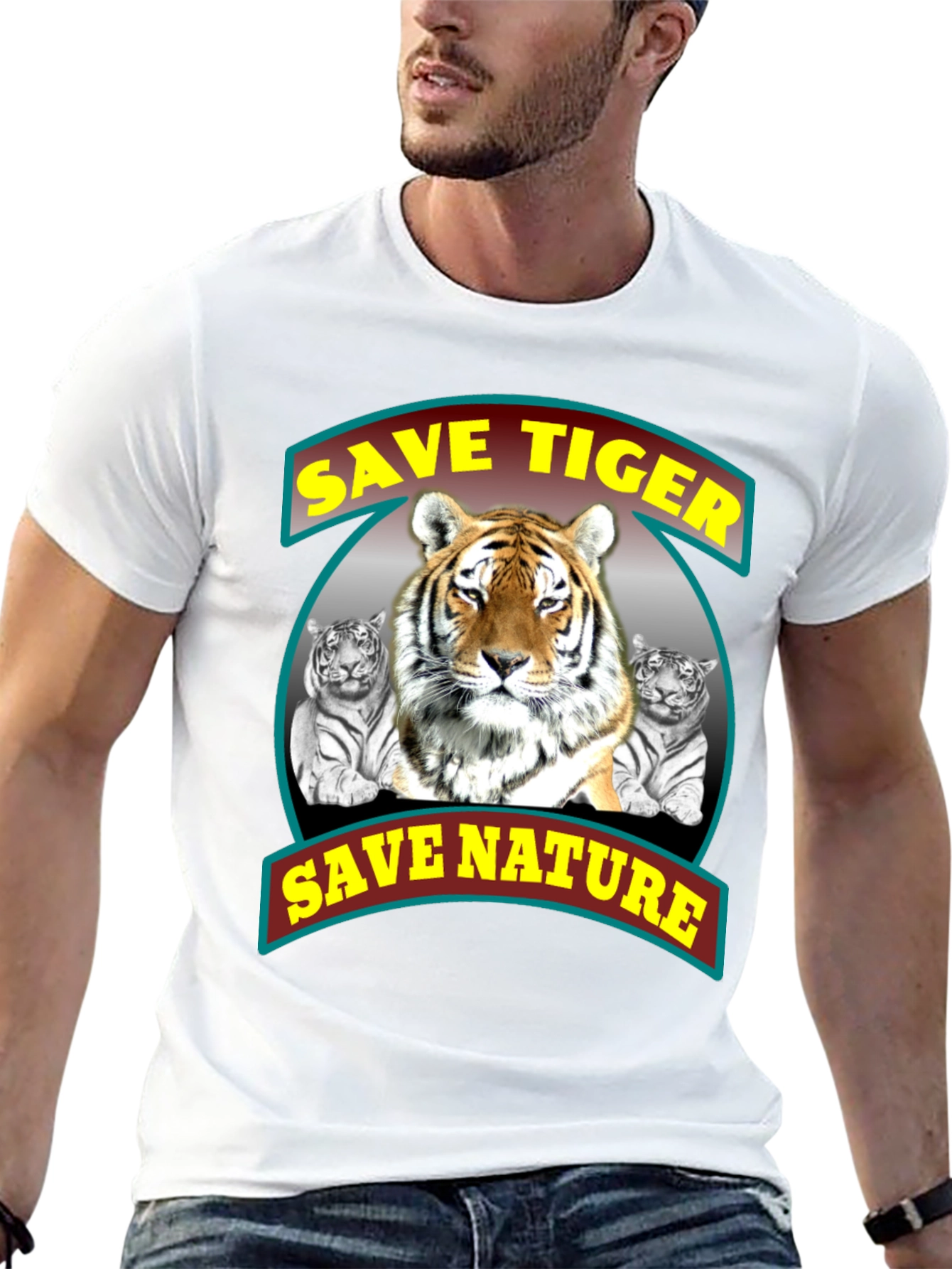 Save Tigers Save Nature Black Graphic T-Shirt