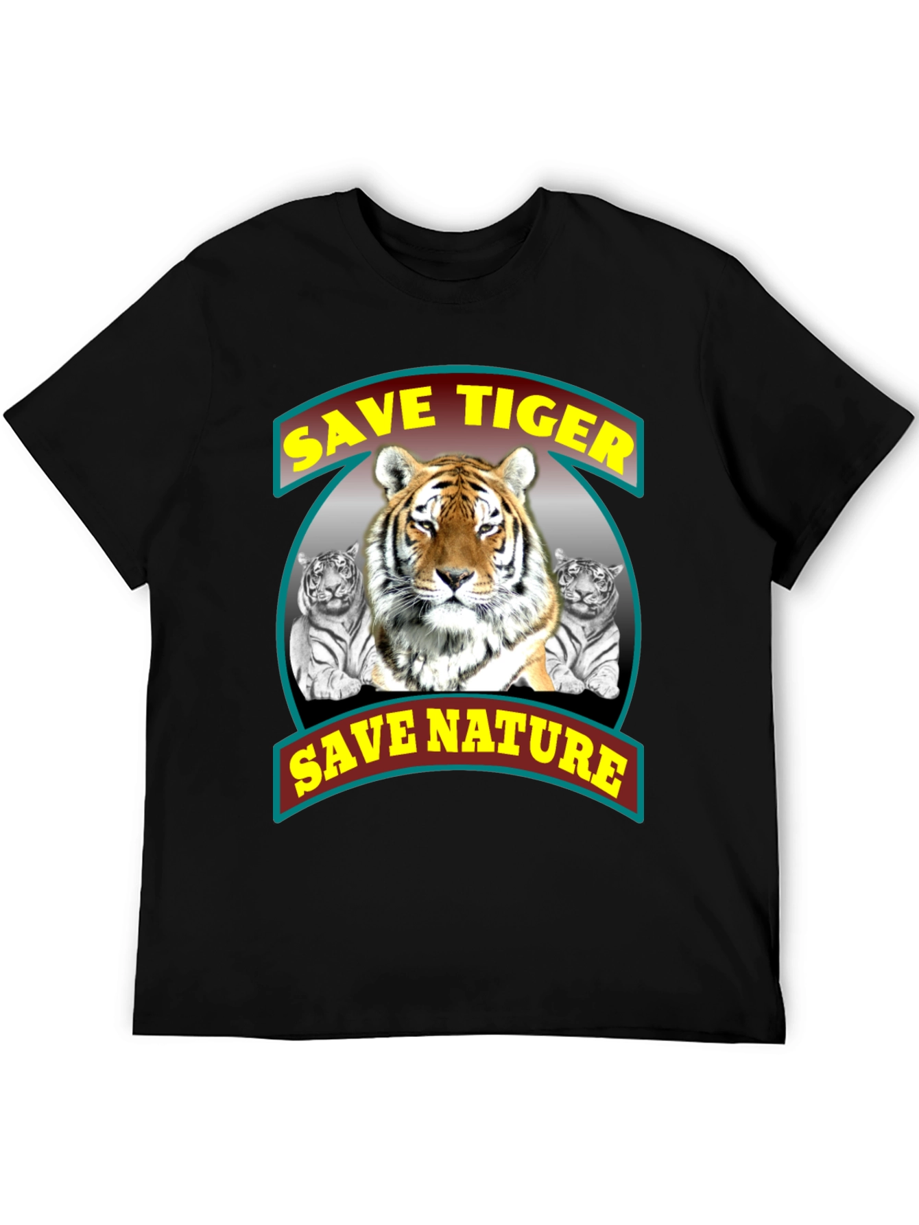 Save Tigers Save Nature Black Graphic T-Shirt