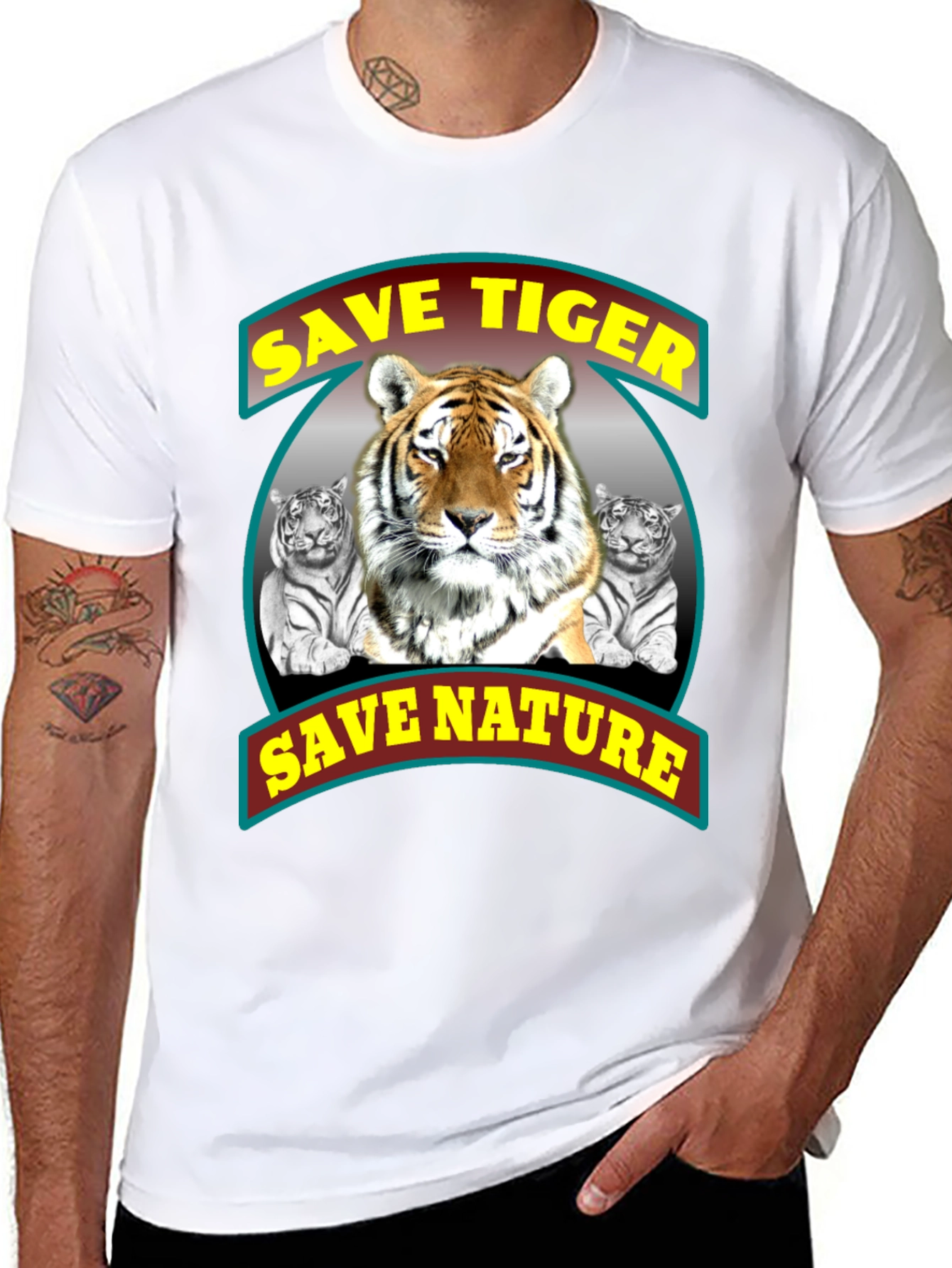 Save Tigers Save Nature Black Graphic T-Shirt