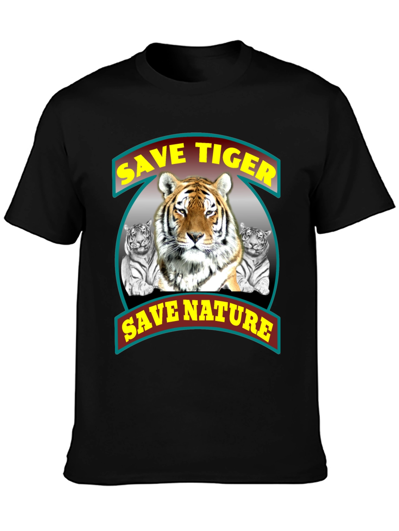 Save Tigers Save Nature Black Graphic T-Shirt