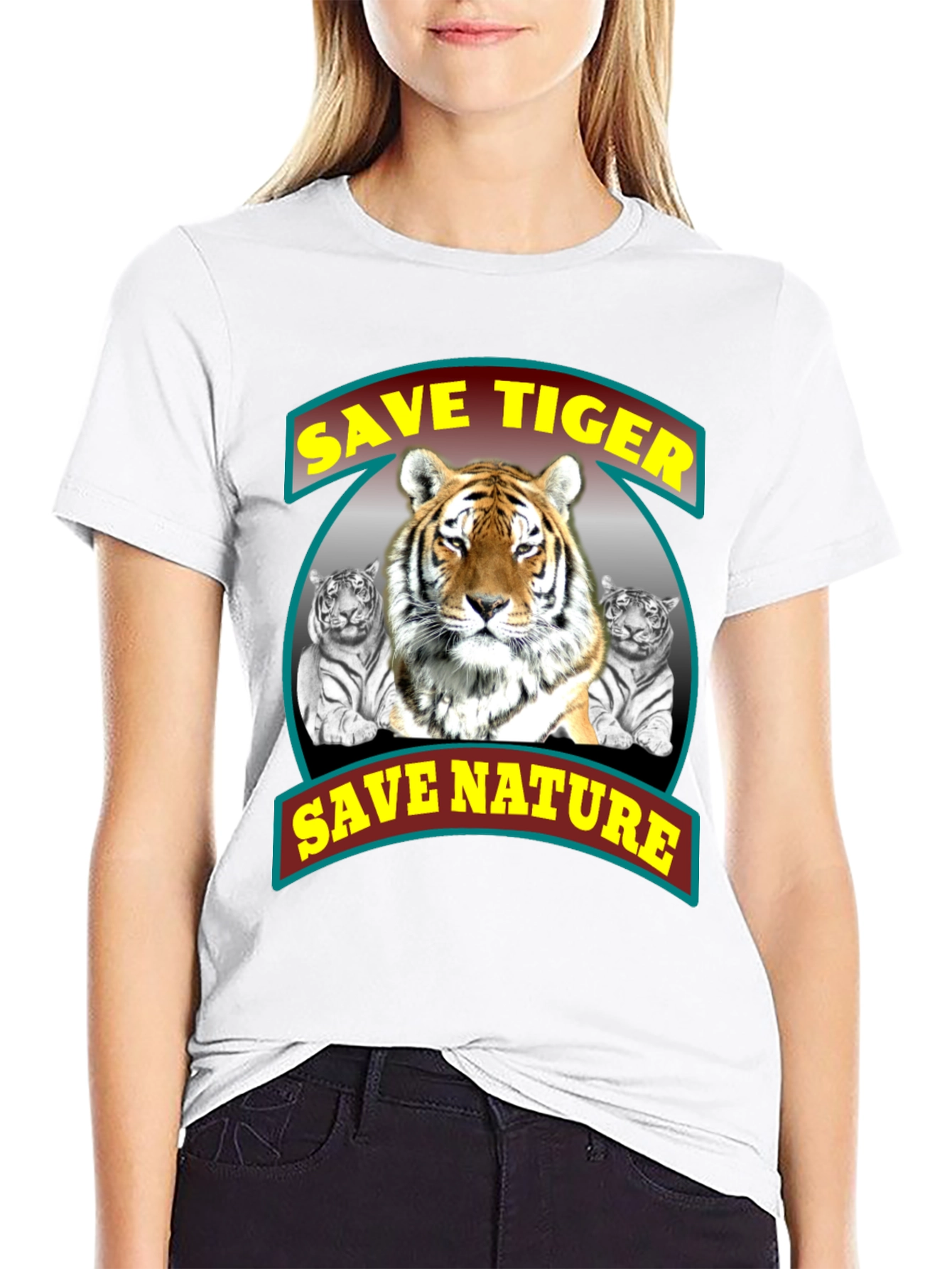 Save Tigers Save Nature Black Graphic T-Shirt