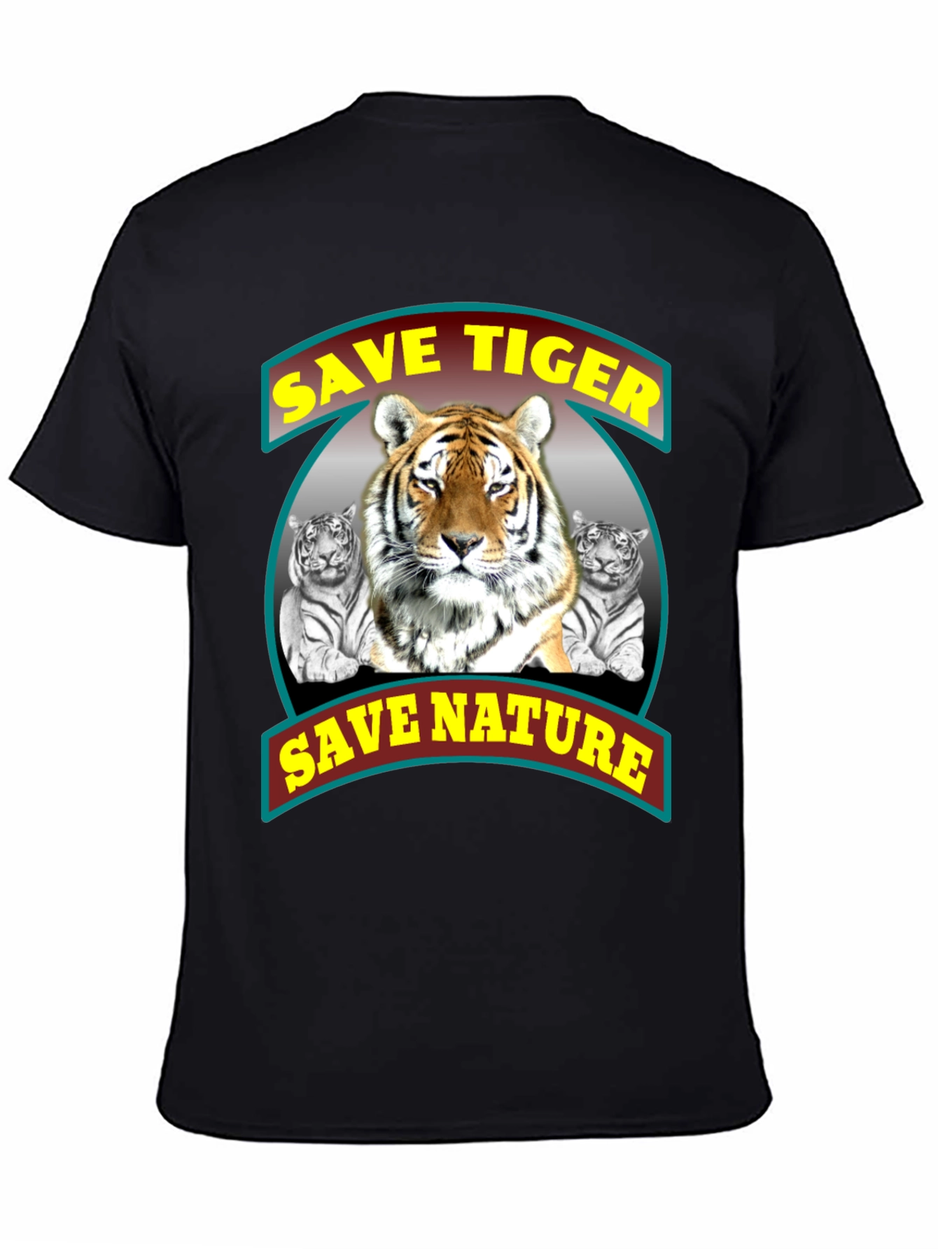 Save Tigers Save Nature Black Graphic T-Shirt
