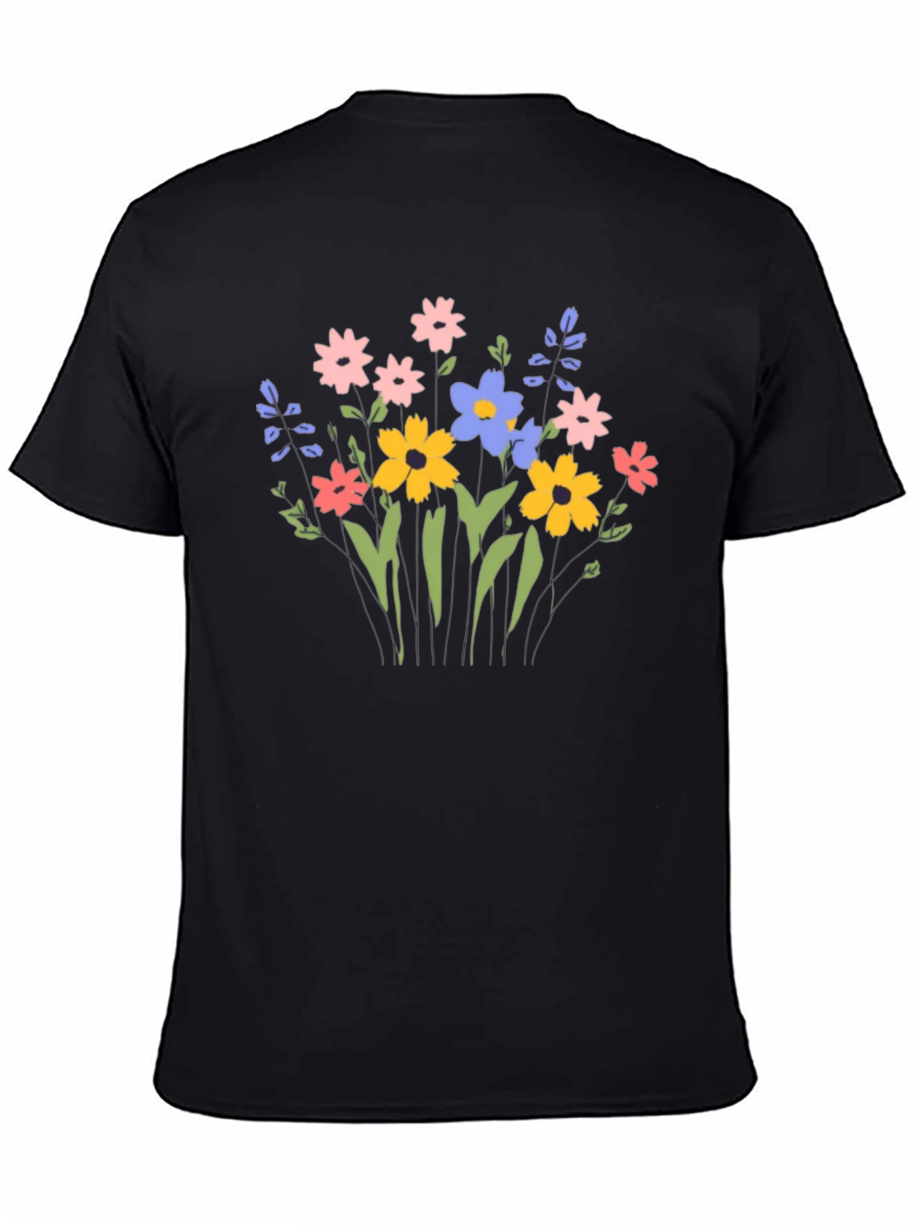 Floral Graphic Print T-Shirt - Black