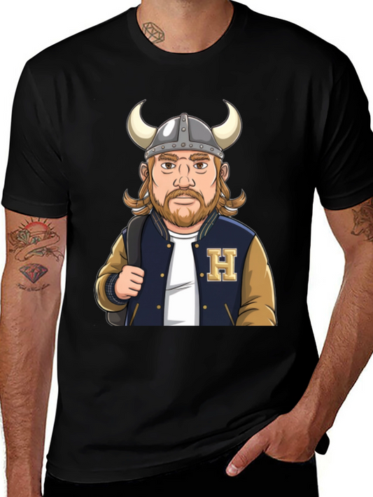 Viking Varsity T-Shirt: Horned Helmet Design