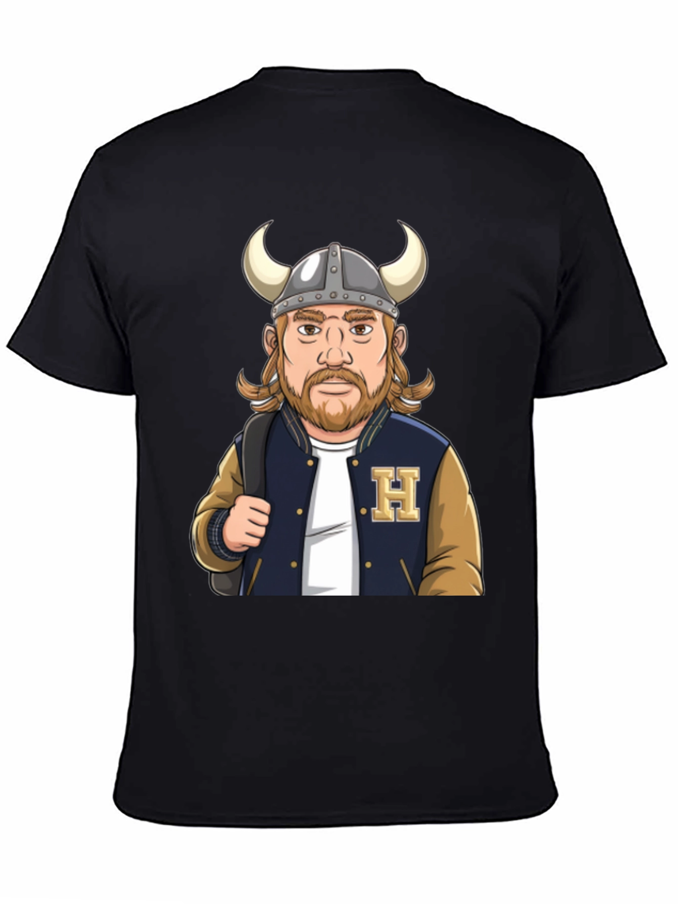 Viking Varsity T-Shirt: Horned Helmet Design