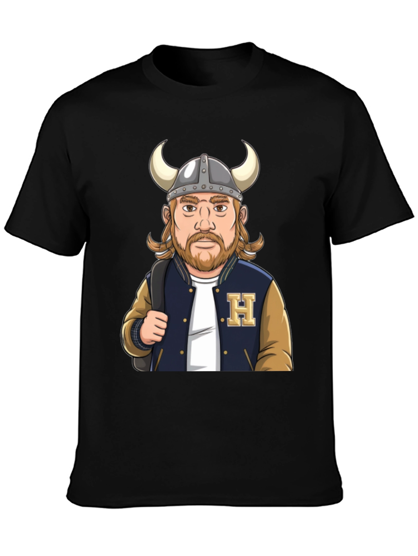 Viking Varsity T-Shirt: Horned Helmet Design
